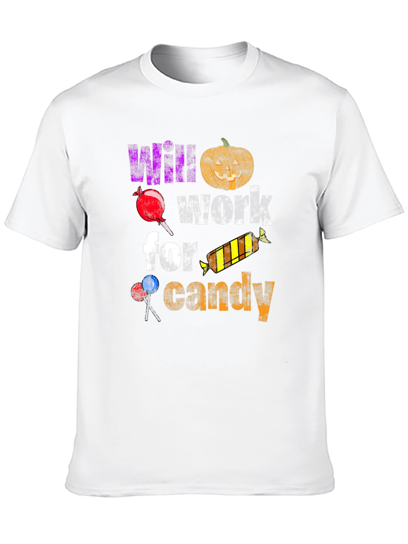 Black Halloween T-Shirt - Will Work For Candy view 10