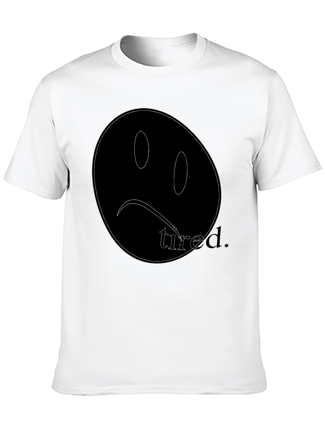Black Sad Face Tired Graphic Black T-Shirt view 10