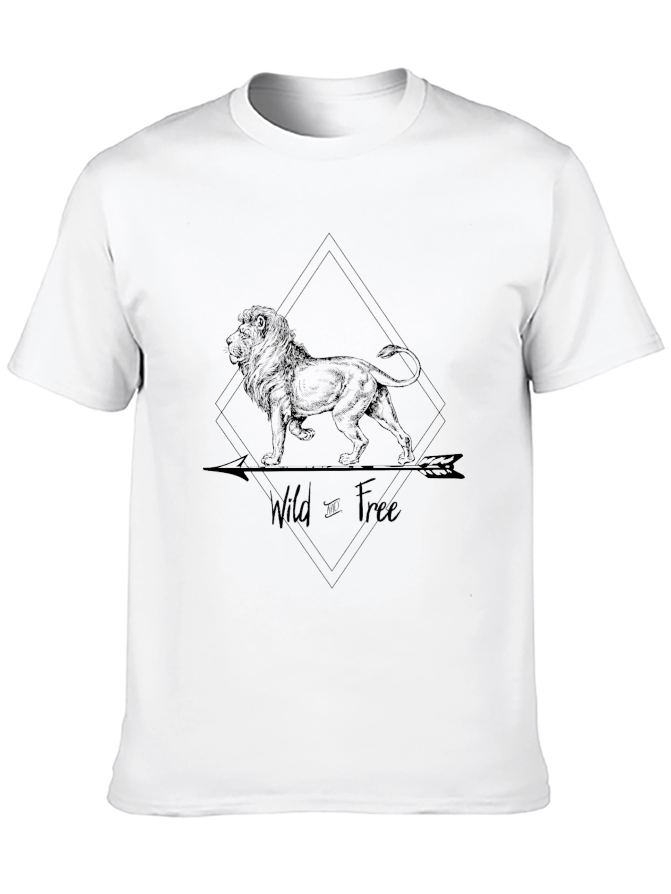 Black Wild & Free Lion Graphic Black T-Shirt view 10