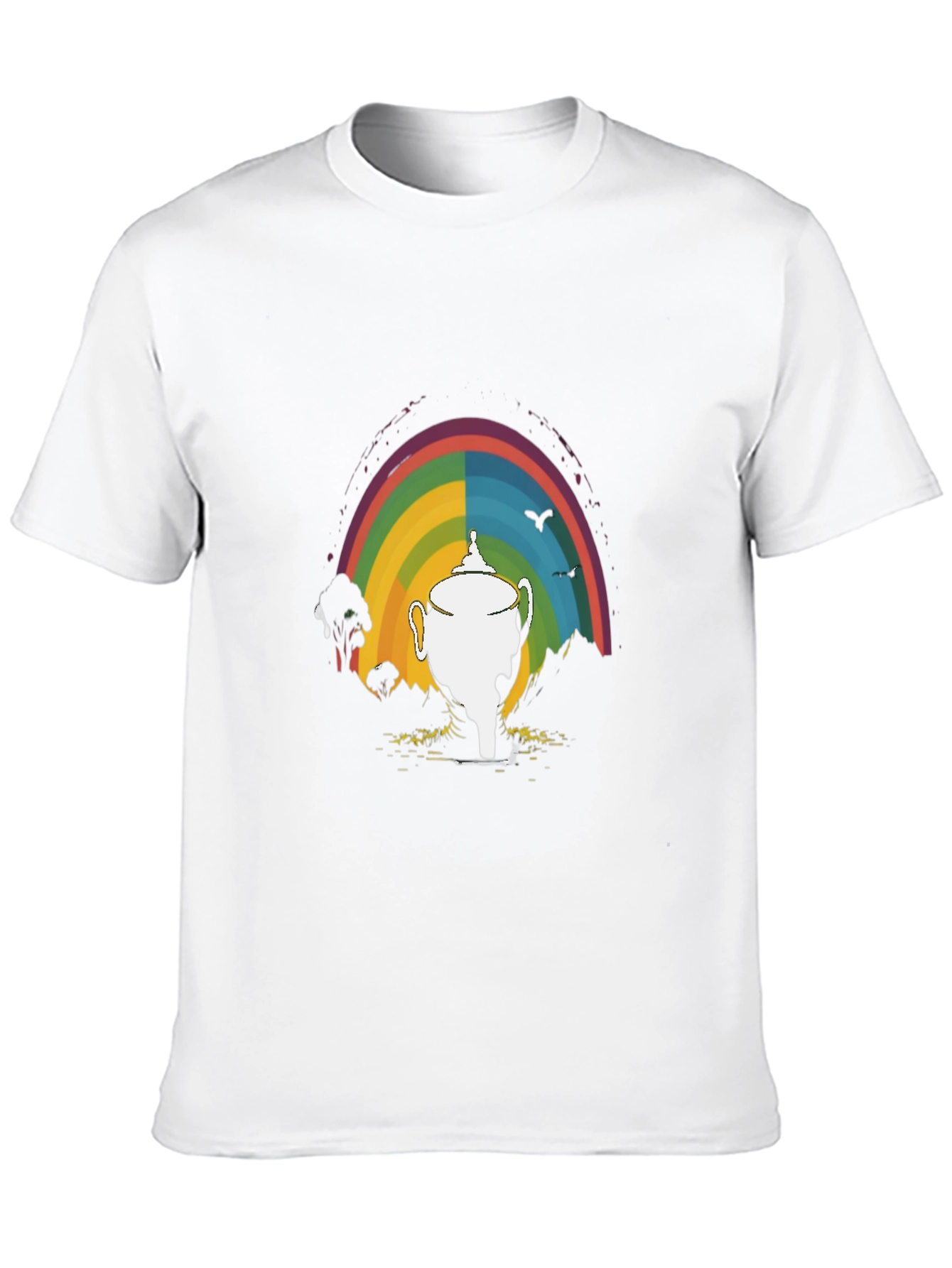 Black Rainbow Trophy Graphic Tee - Unisex Black T-Shirt view 10