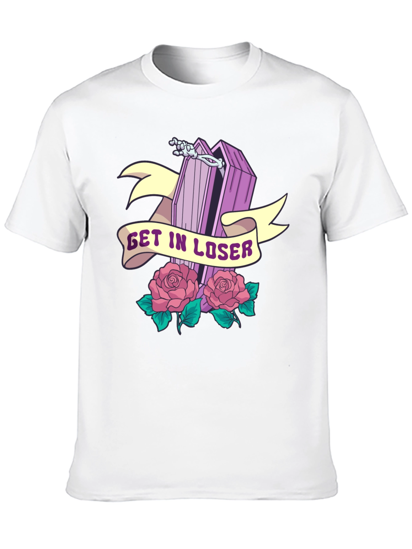 Black Get In Loser Coffin Graphic T-Shirt view 10
