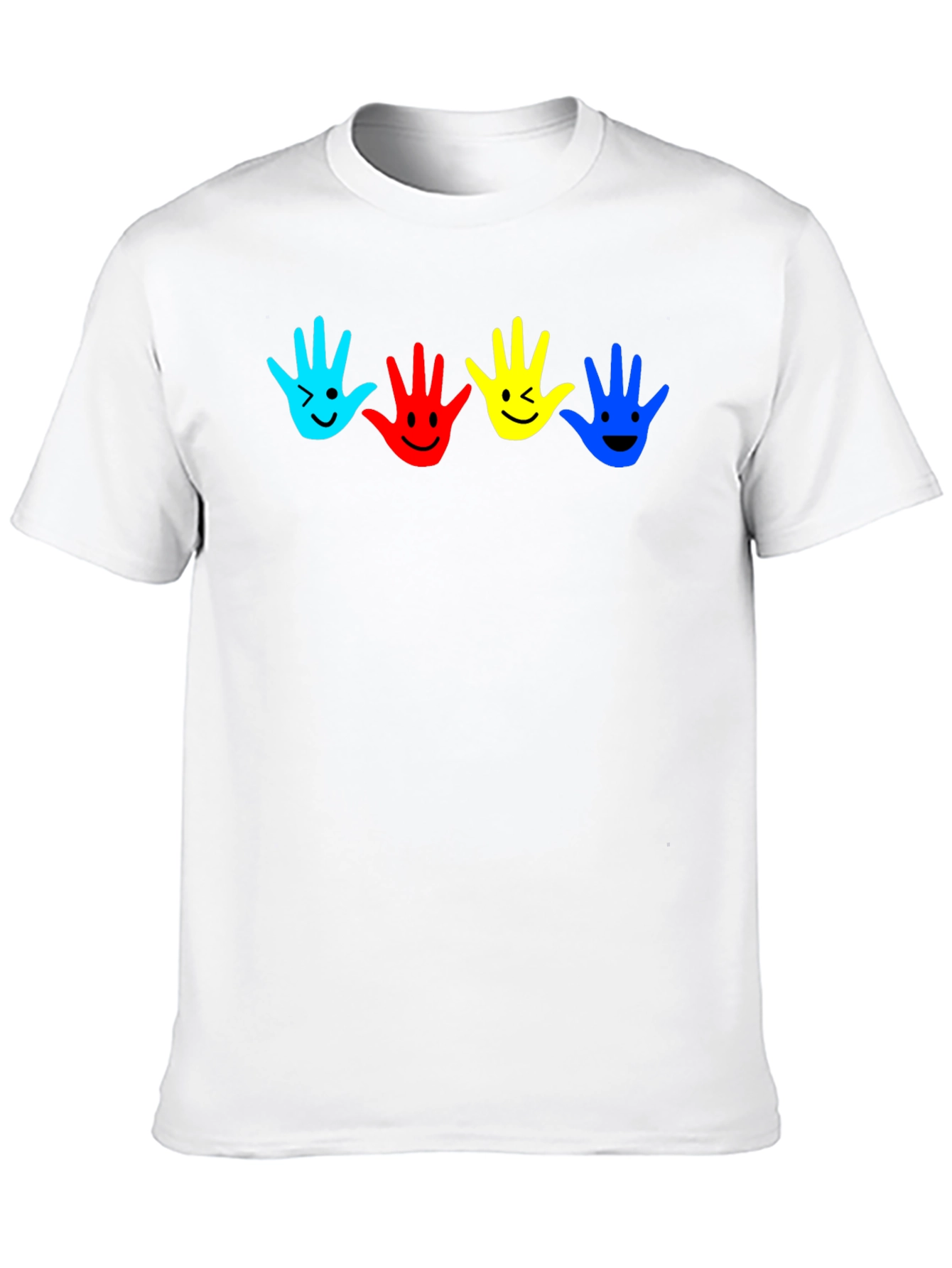 Black Colorful Handprint Smile Graphic Tee view 10