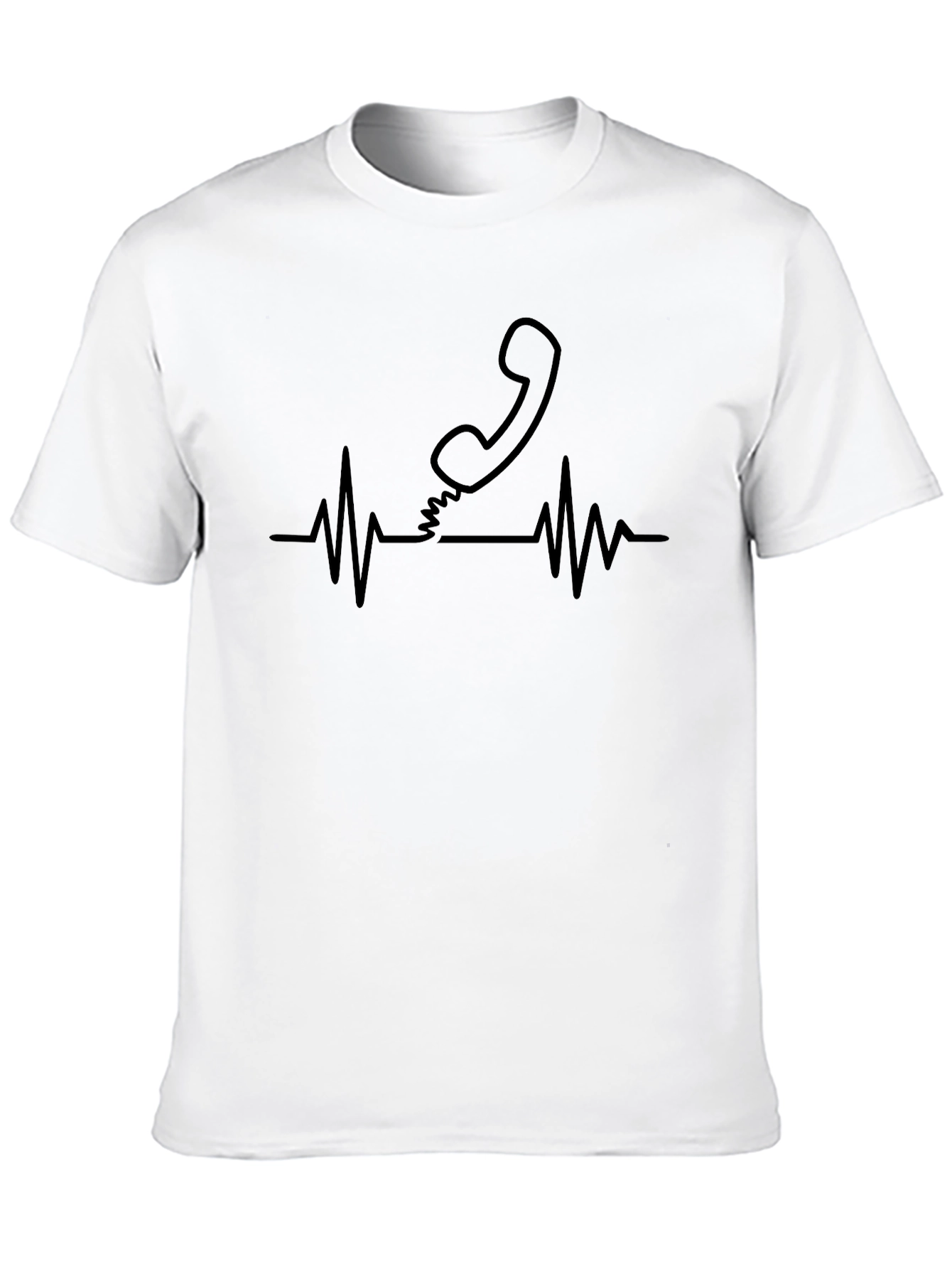 Black Heartbeat Phone Black T-Shirt view 10