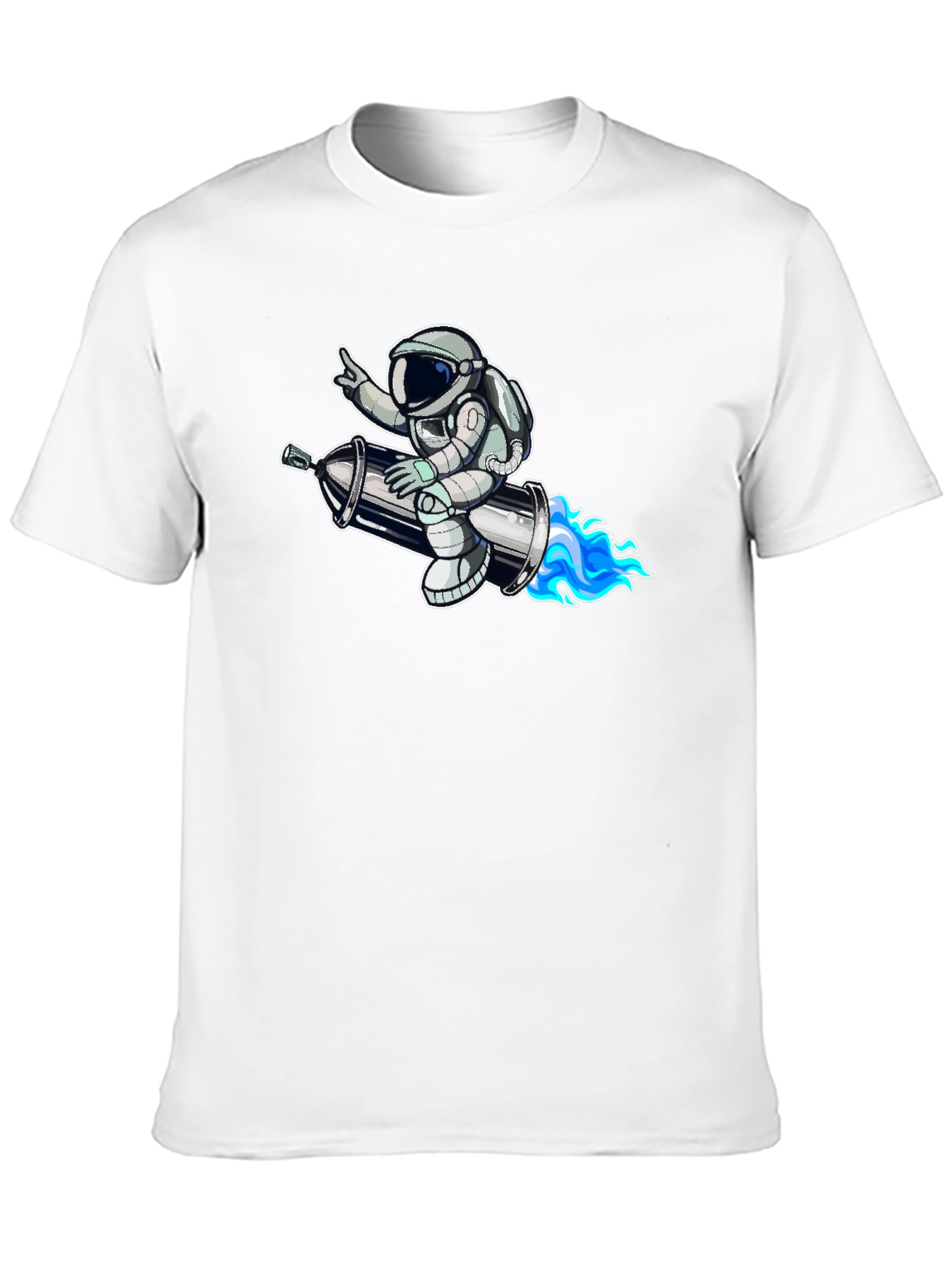 Black Astronaut on Rocket T-Shirt - Black view 10