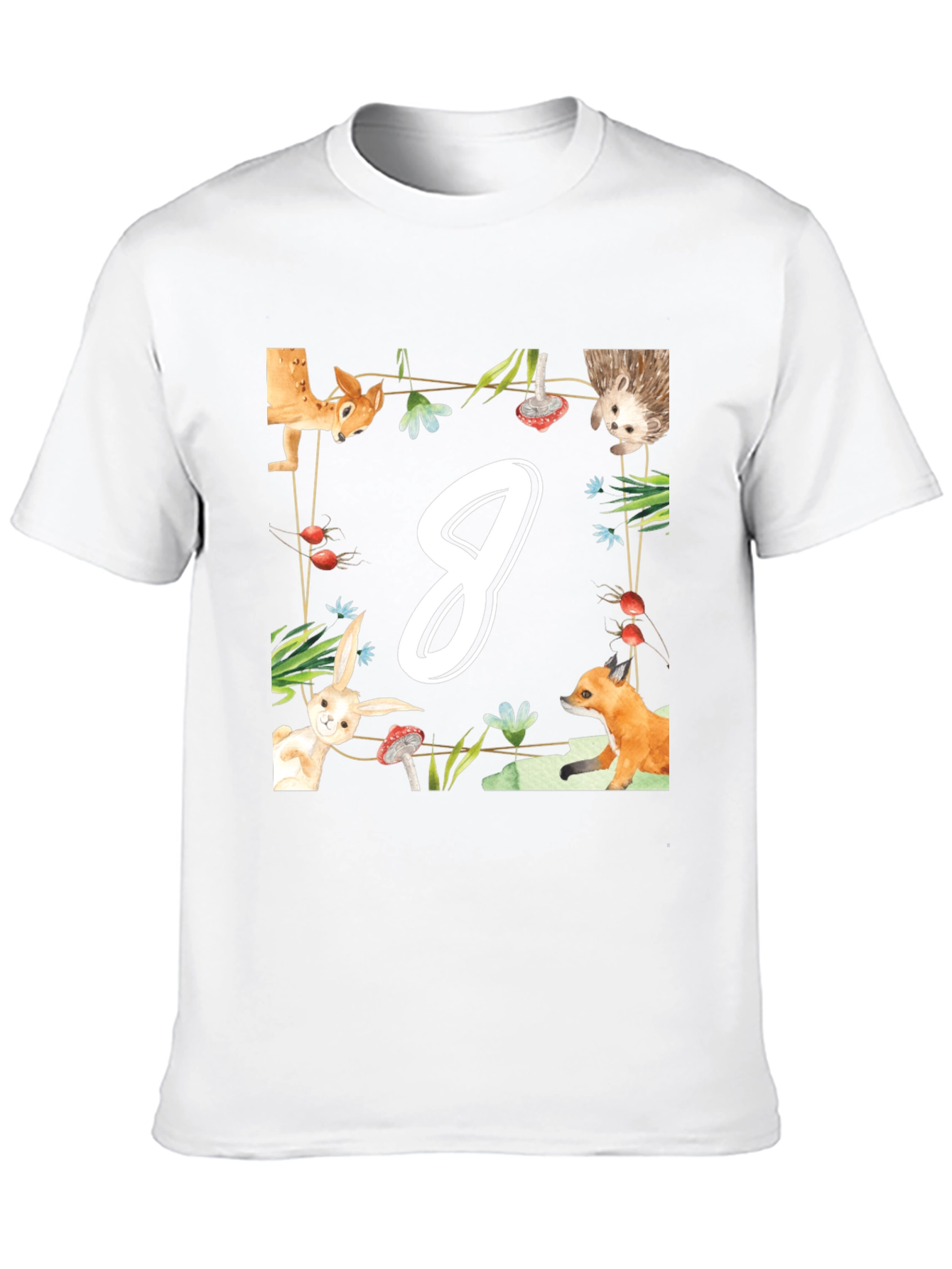 Black Cute Animal Number 8 Birthday T-Shirt view 10