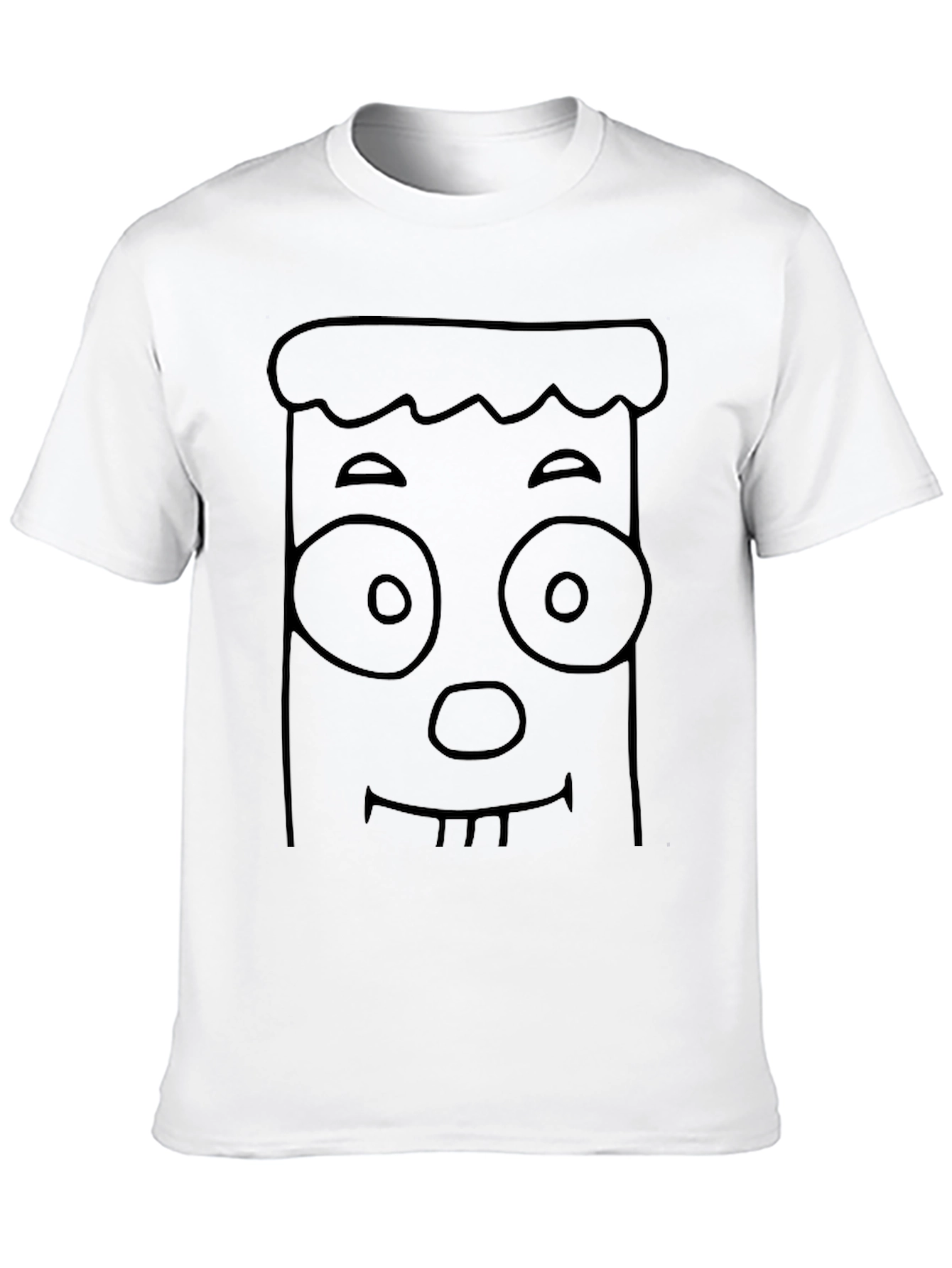 Black Cartoon Face Black T-Shirt - Quirky Fun view 10