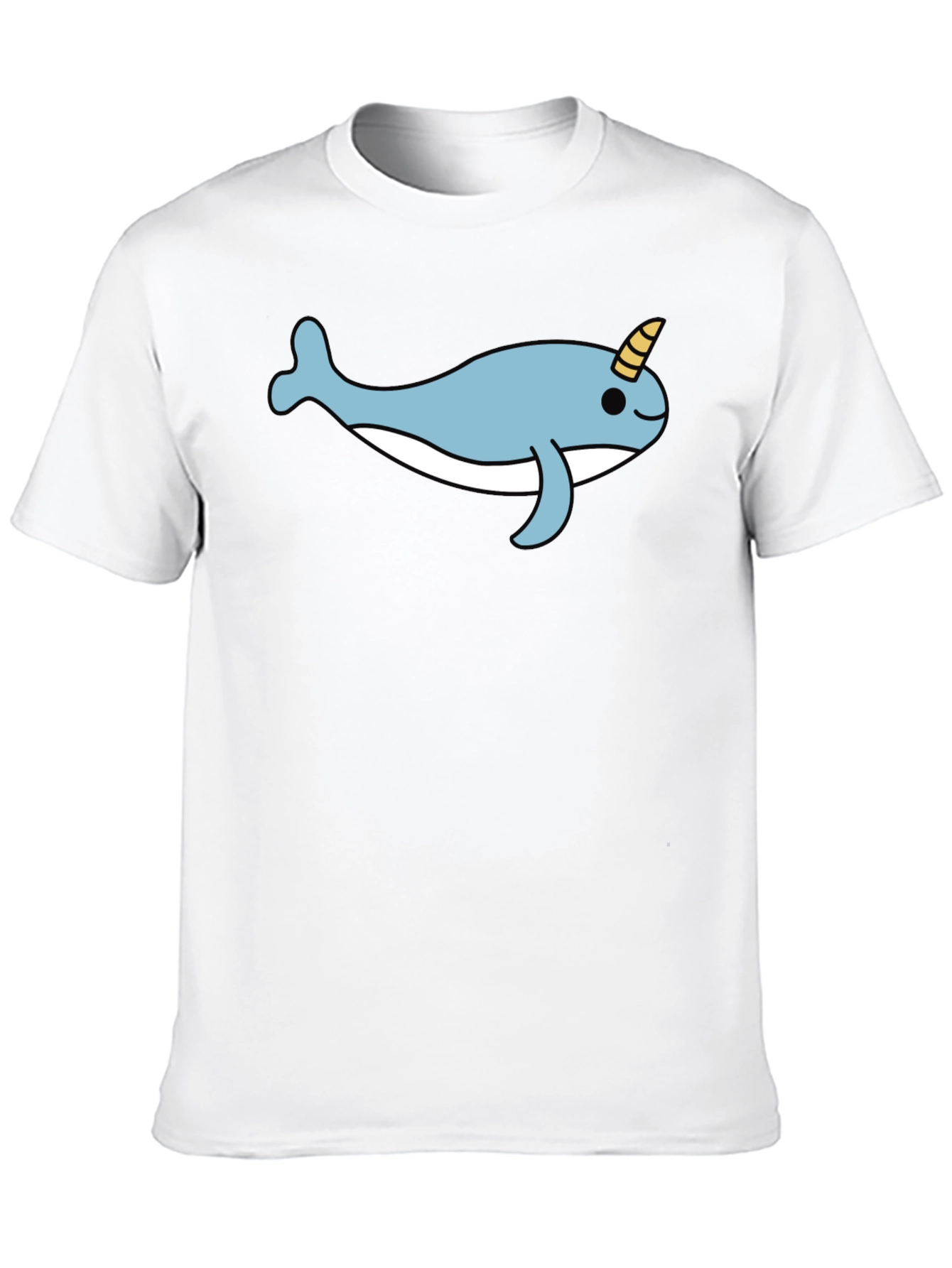 Black Cute Narwhal T-Shirt - Black Cotton Blend Tee view 10