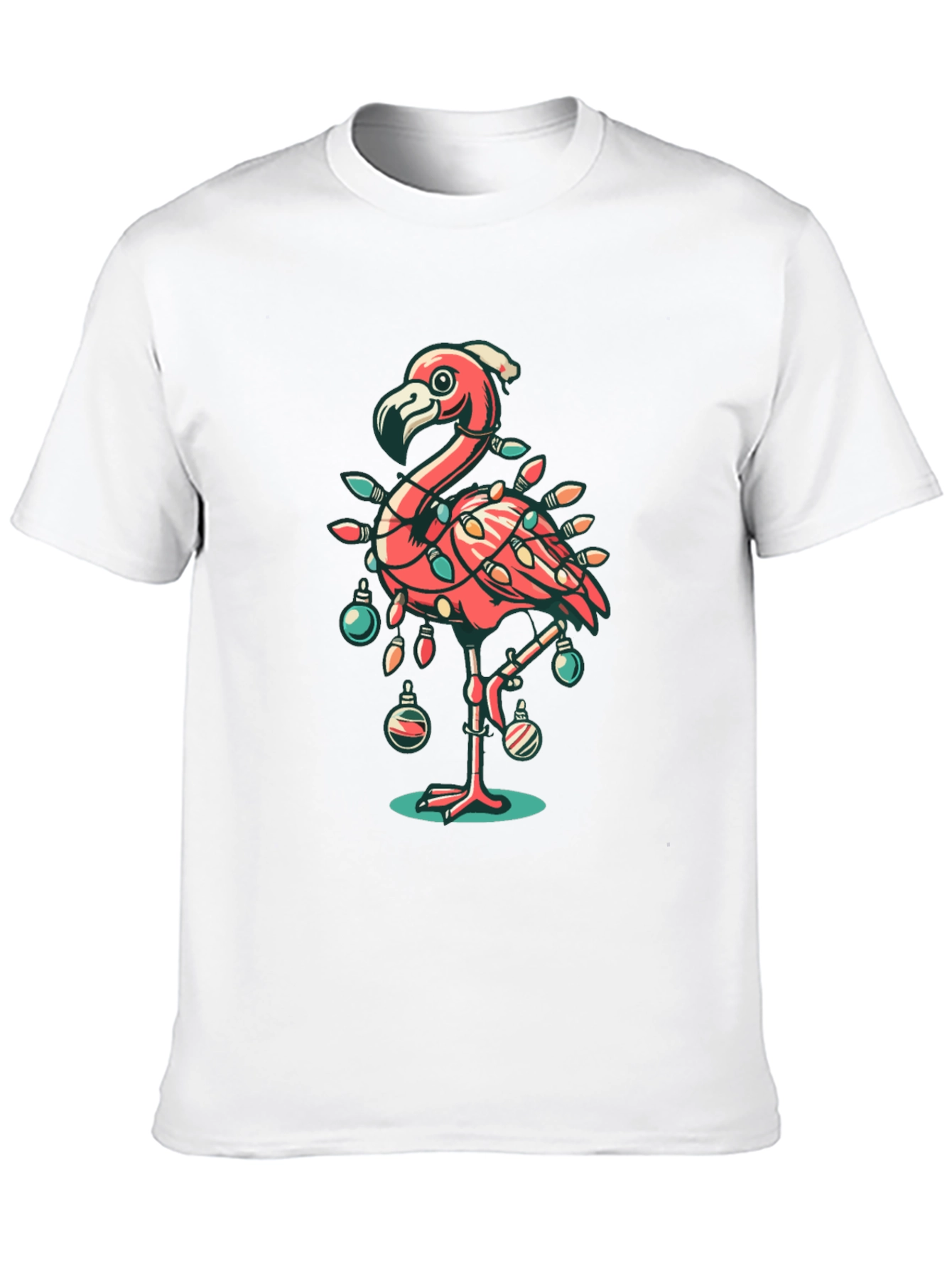 Black Festive Flamingo Christmas T-Shirt view 10