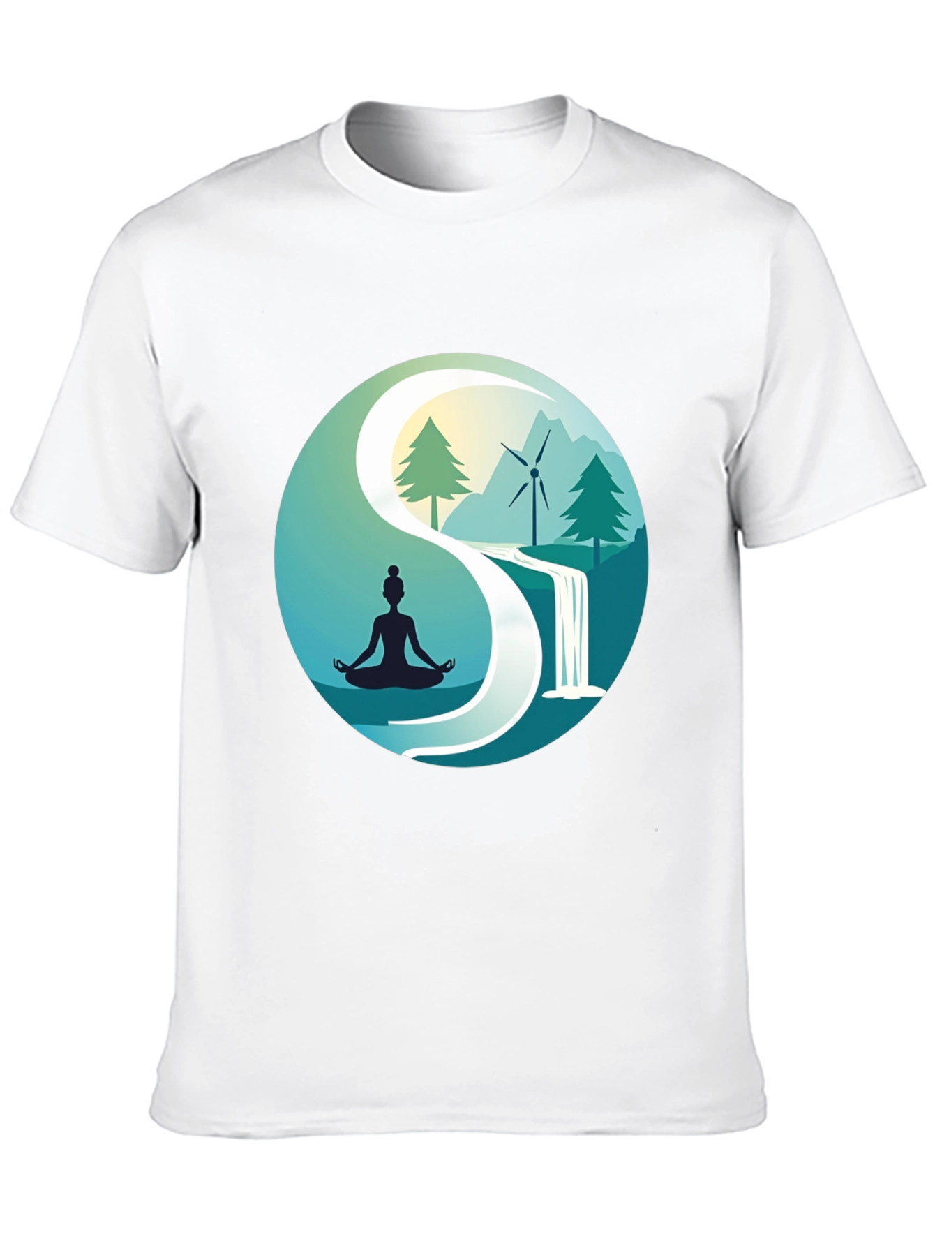 Black Nature Yin Yang T-Shirt - Meditation and Sustainability view 10