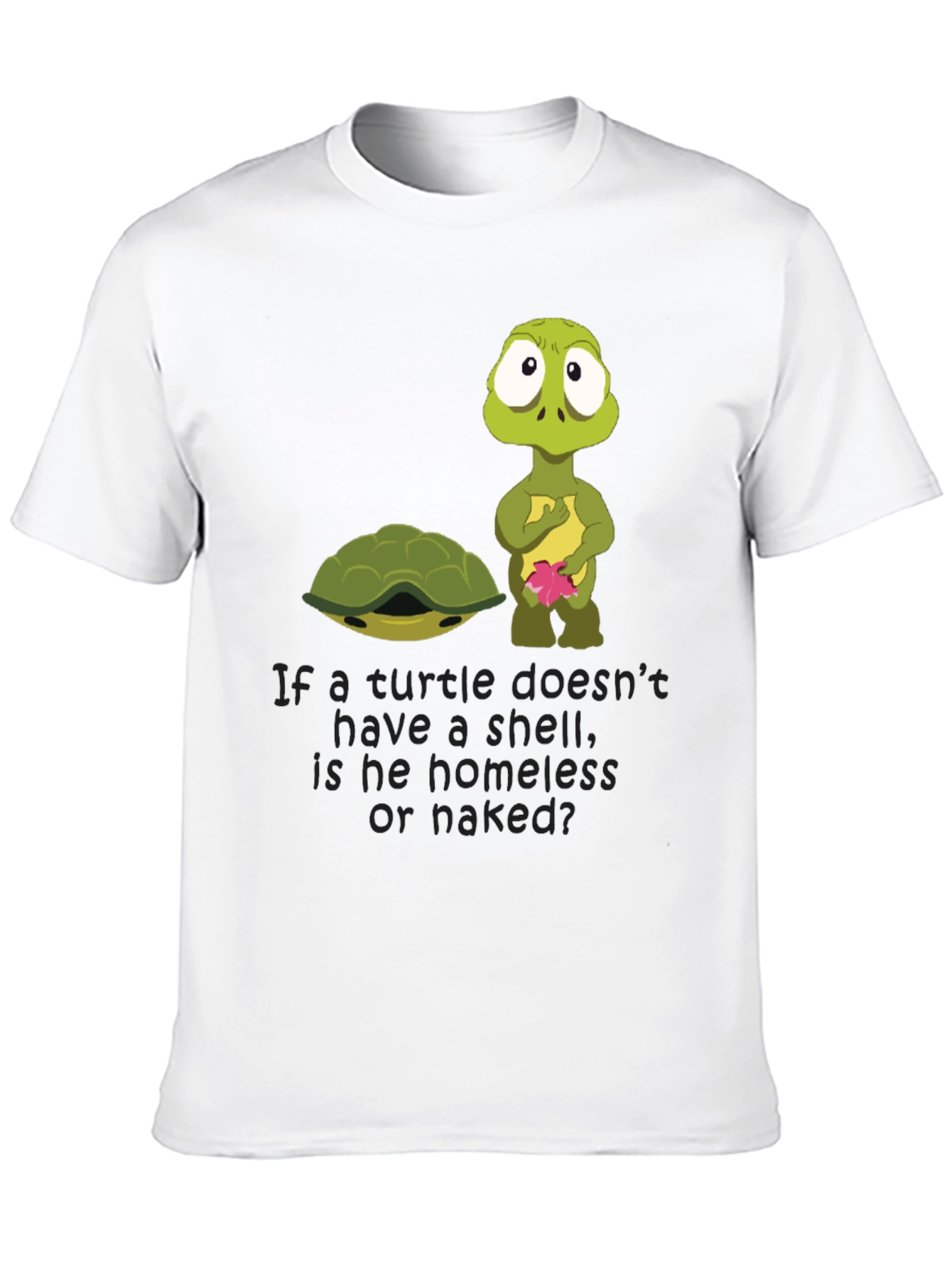 Black Funny Turtle Shell Homeless Naked T-Shirt view 10
