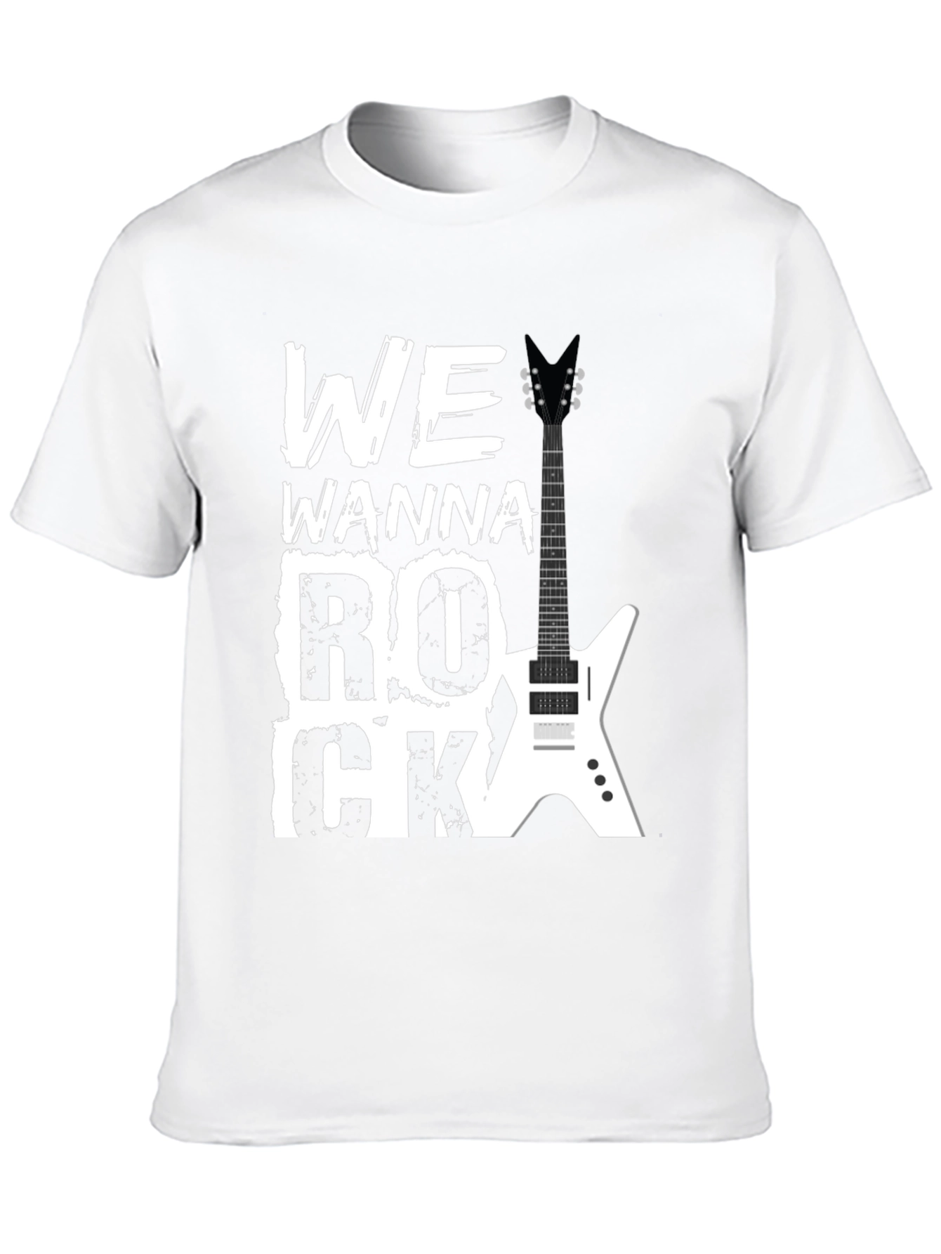 Black Rock Graphic Tee - We Wanna Rock Guitar T-Shirt view 10