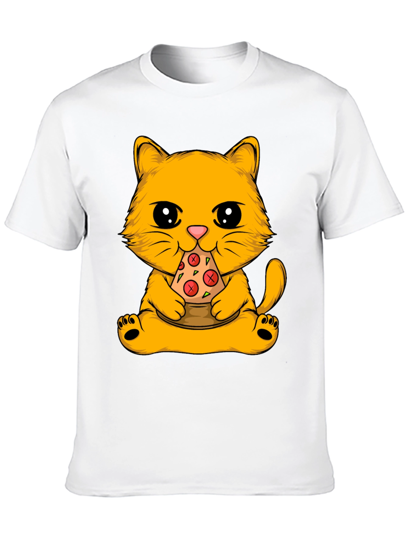 Black Cat Eating Pizza Graphic Tee view 10