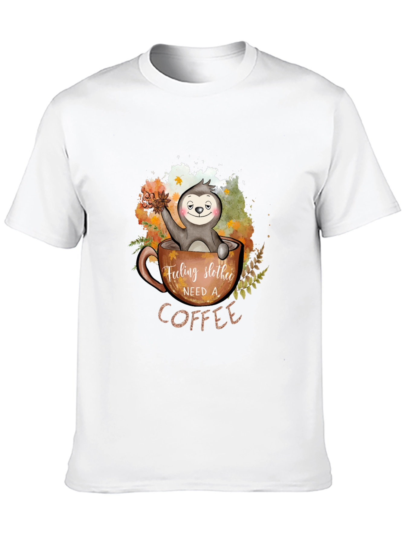 Black Feeling Slothee Need a Coffee Graphic T-Shirt view 10