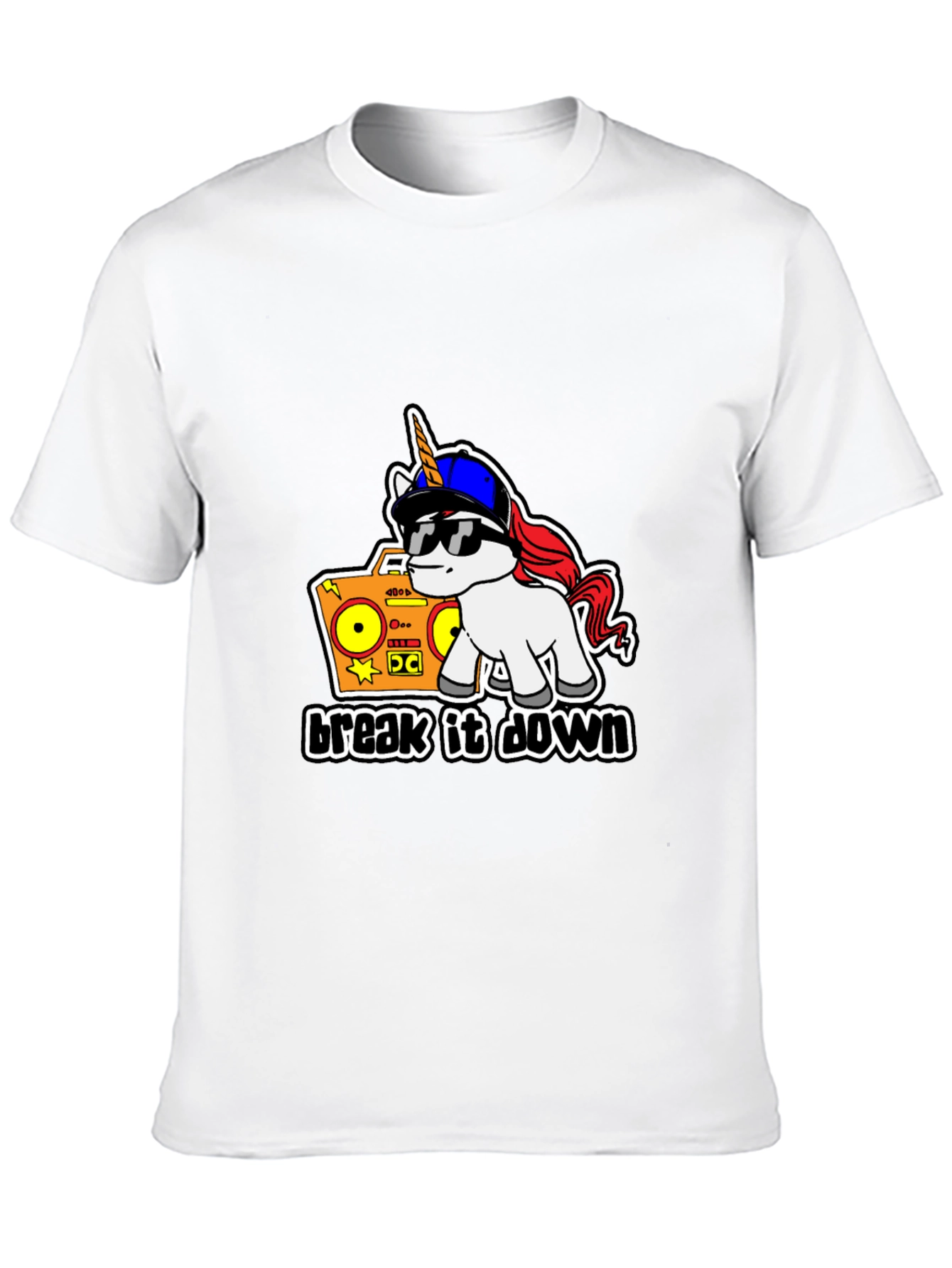 Black Unicorn Boombox Graphic T-Shirt - Cool Design view 10