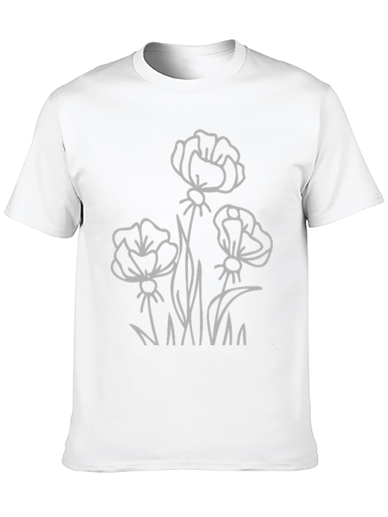 Black Floral Outline Graphic T-Shirt - Black view 10