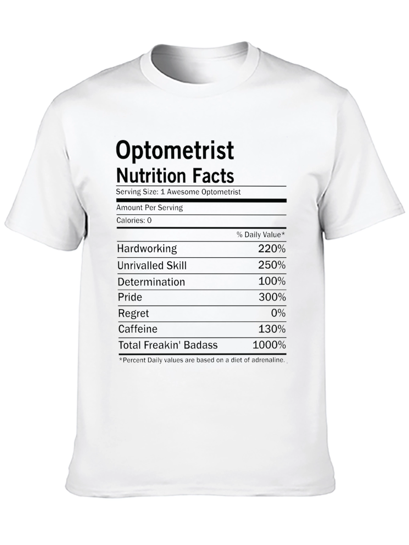 Black Optometrist Nutrition Facts T-Shirt - Funny Eye Doctor Gift view 10