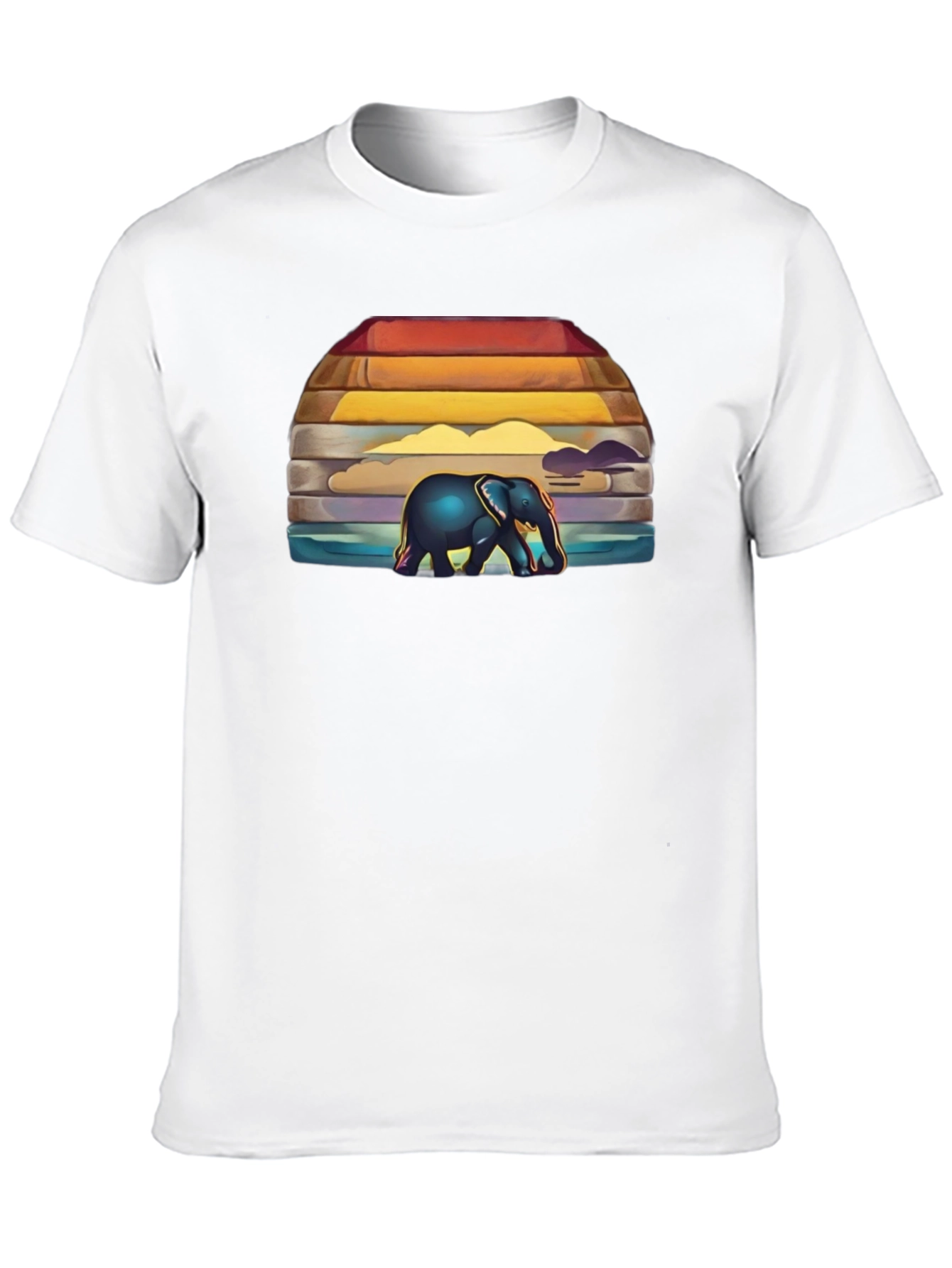 Black Elephant Sunset Graphic T-Shirt view 10