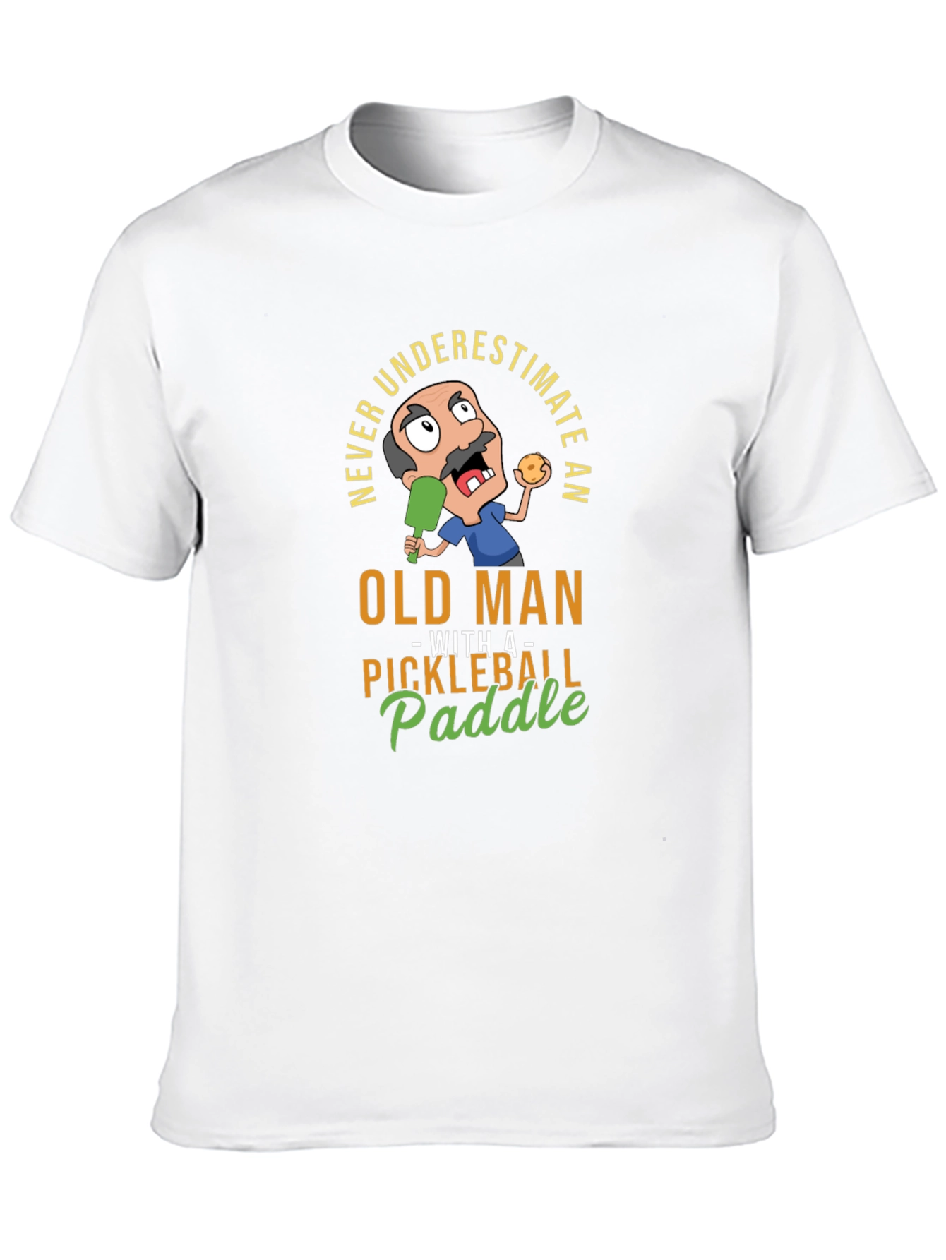 Black Never Underestimate Old Man with Pickleball Paddle T-Shirt view 10