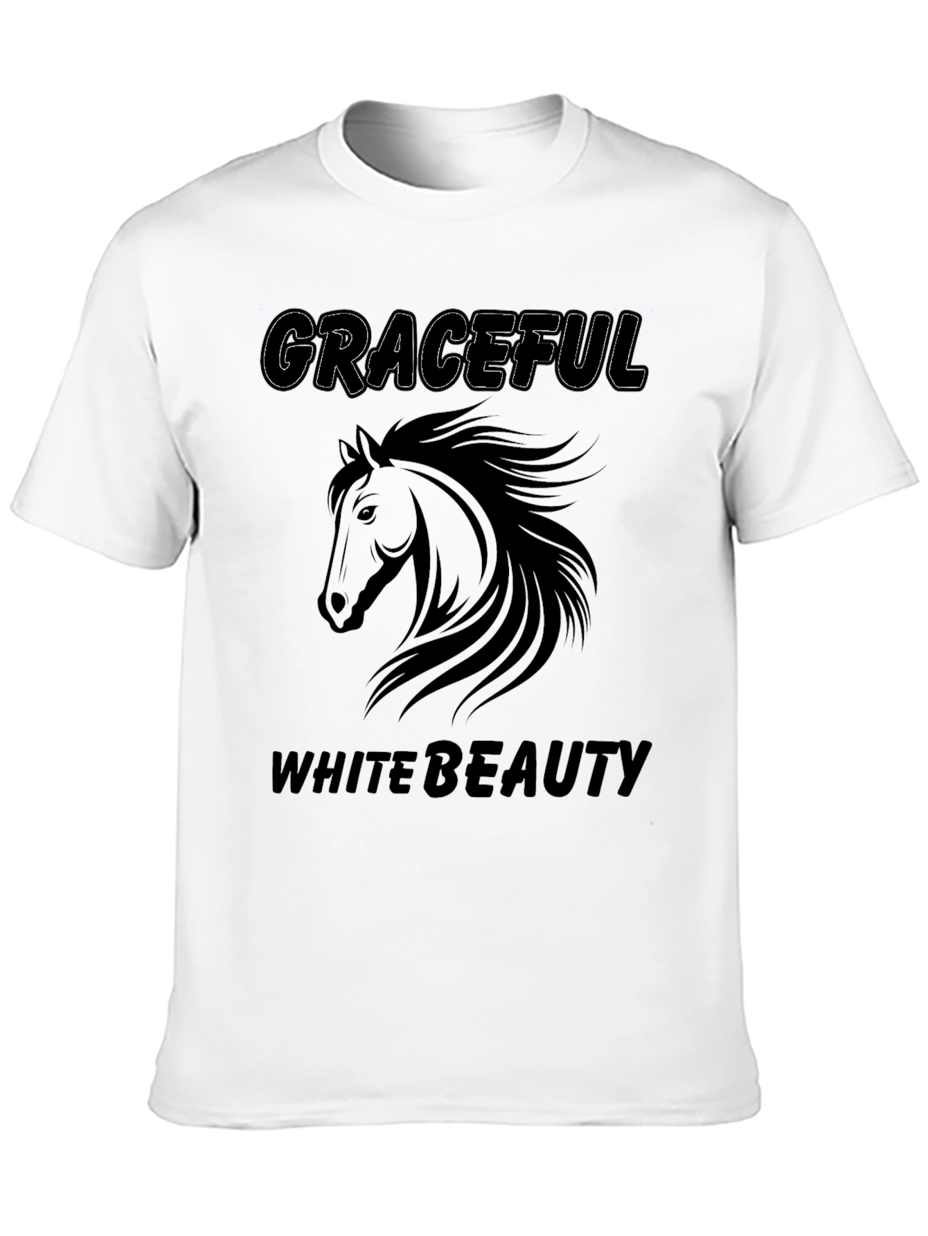 Black Graceful White Beauty Horse Graphic Tee view 10