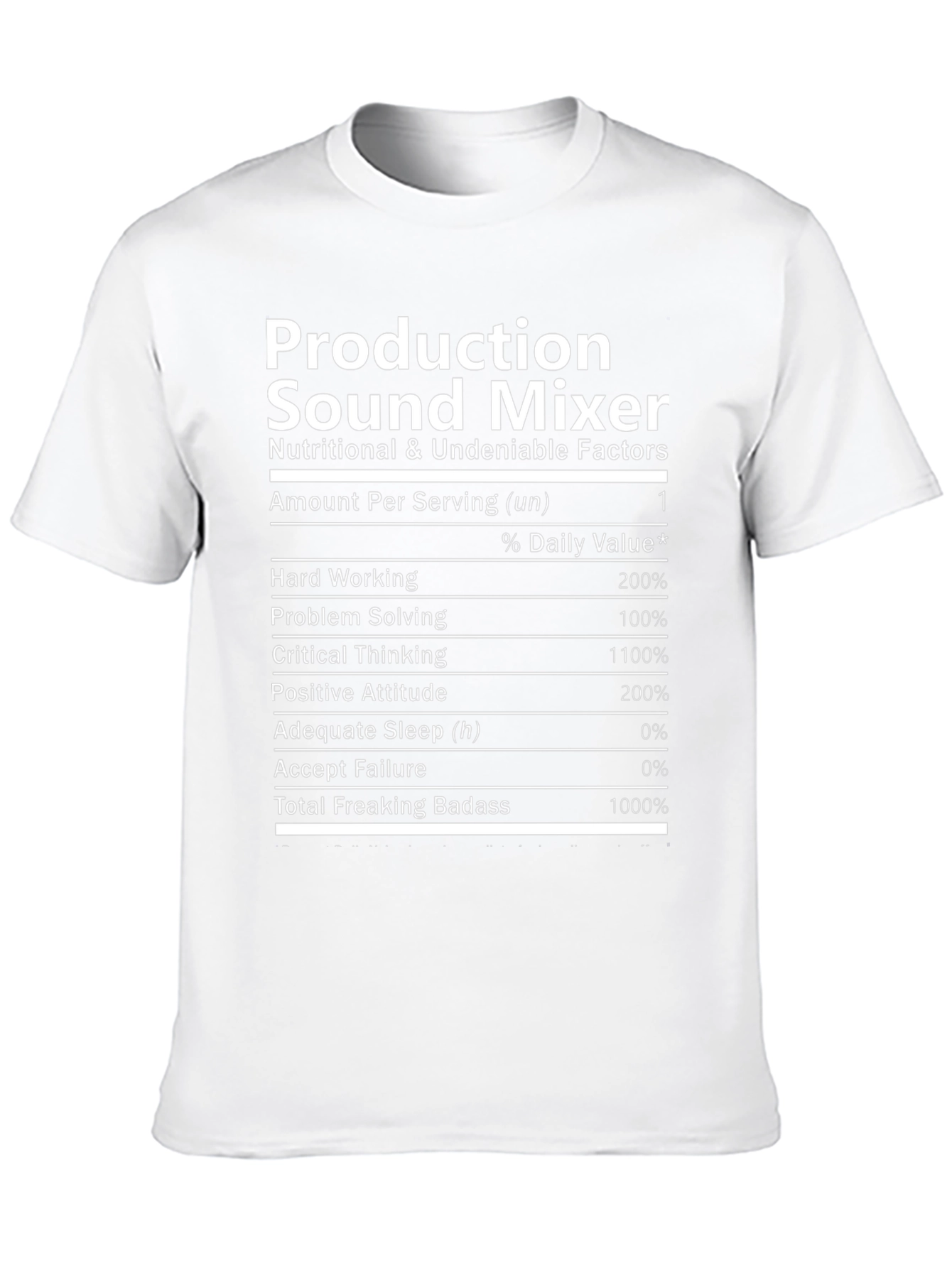 Black Production Sound Mixer T-Shirt - Nutritional Facts view 10