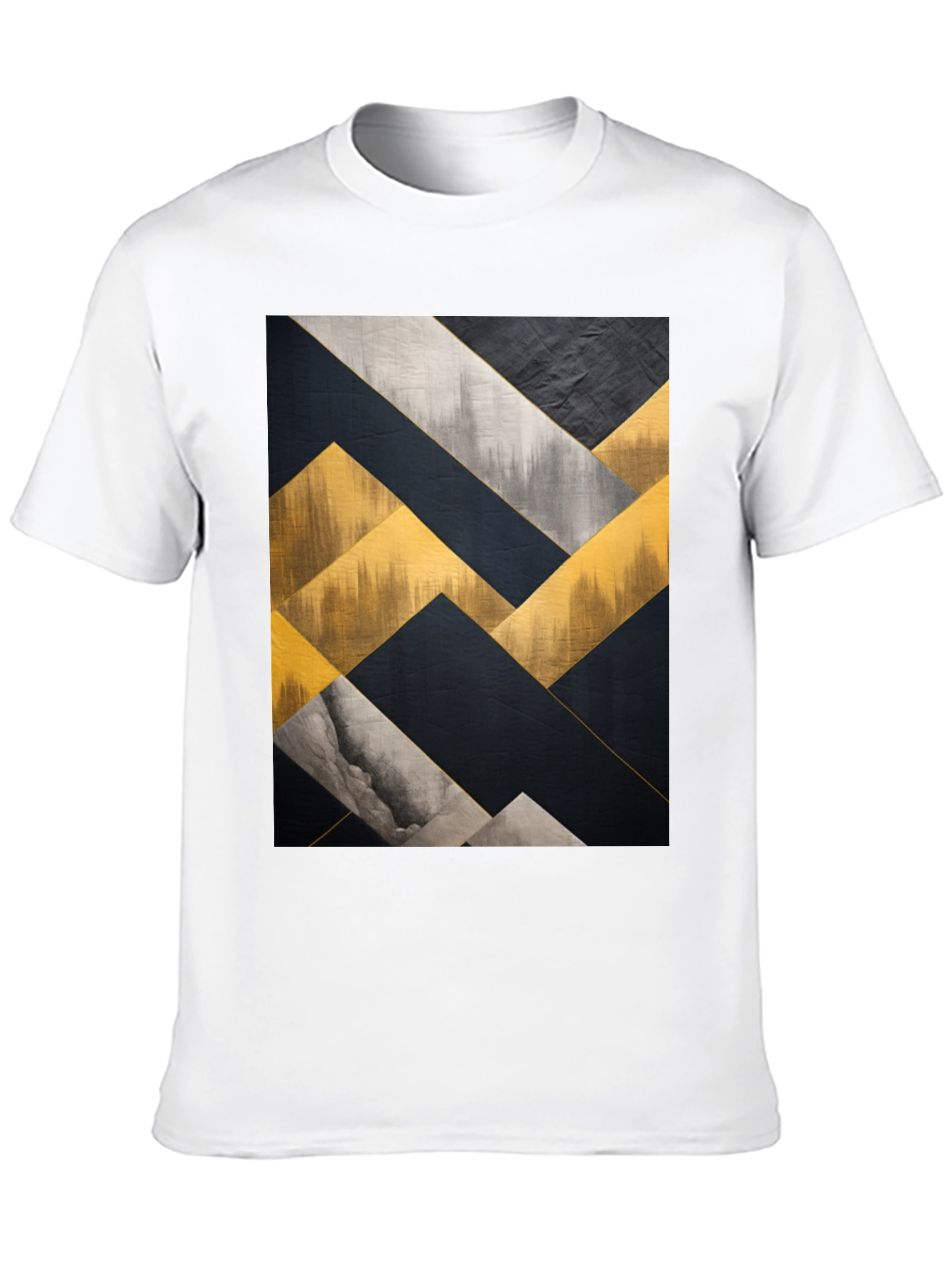 Black Abstract Geometric Art Men's Black T-Shirt view 10