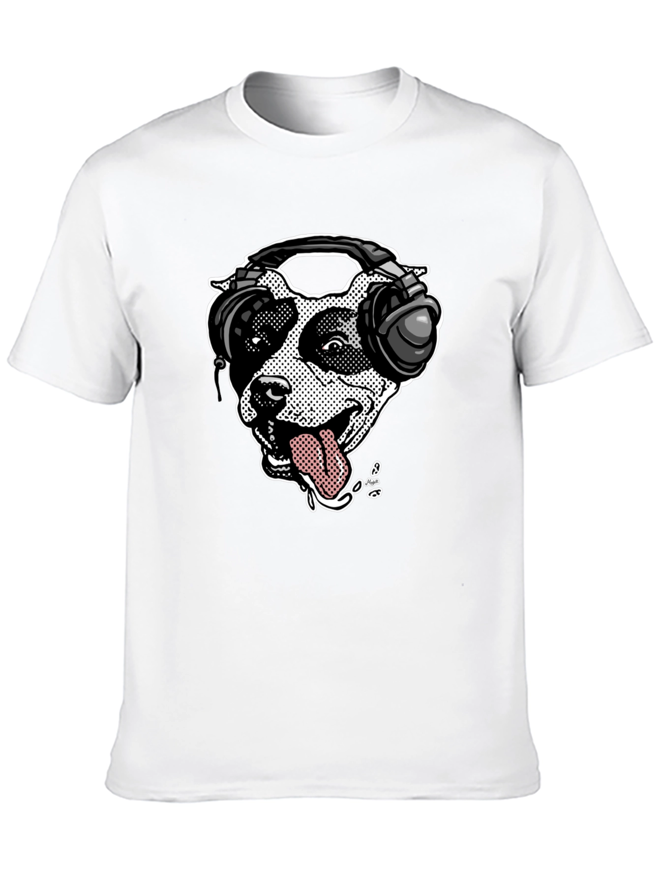 Black Dog with Headphones Graphic T-Shirt view 10