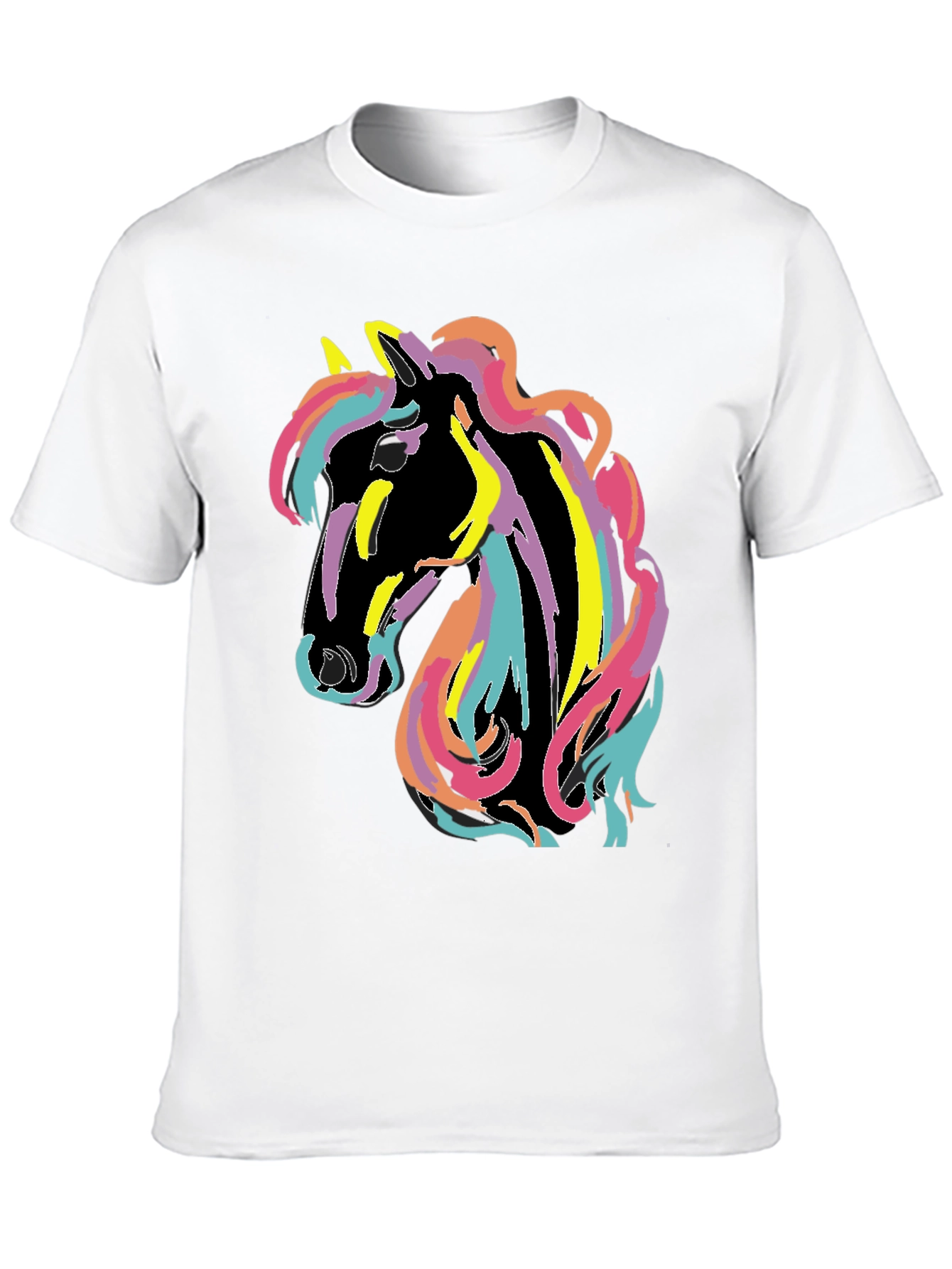 Black Rainbow Horse Graphic Tee - Men's Black T-Shirt view 10