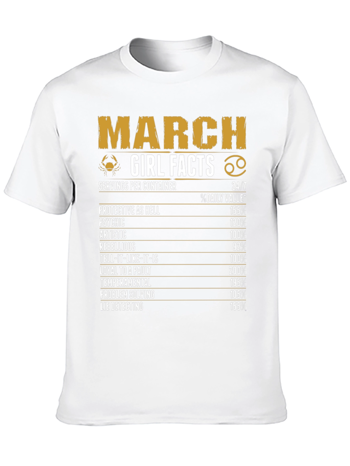 Black March Girl Facts Black Graphic T-Shirt view 10