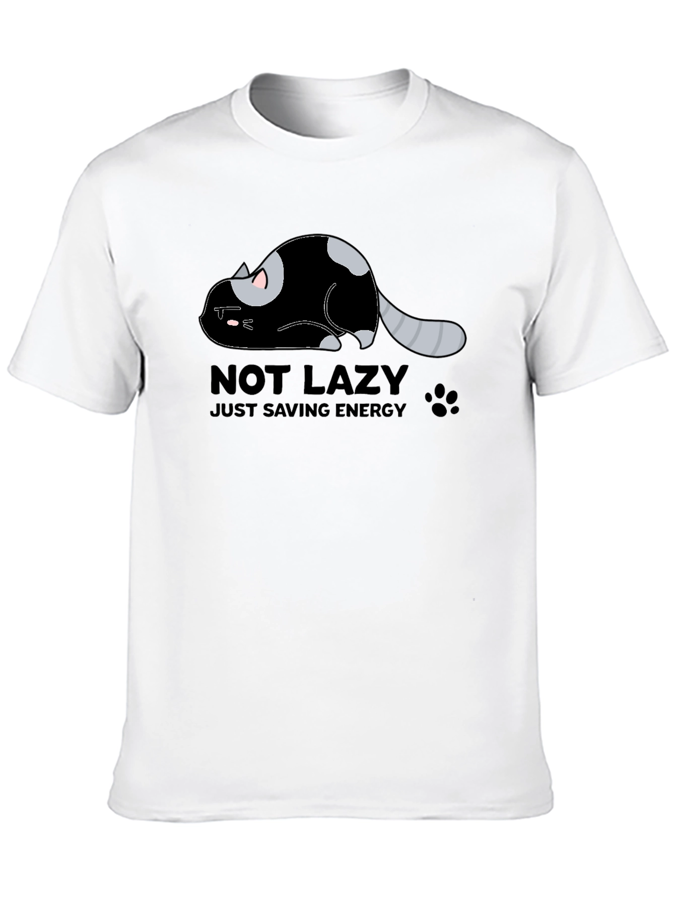 Black Lazy Cat Energy Saving Graphic Tee view 10