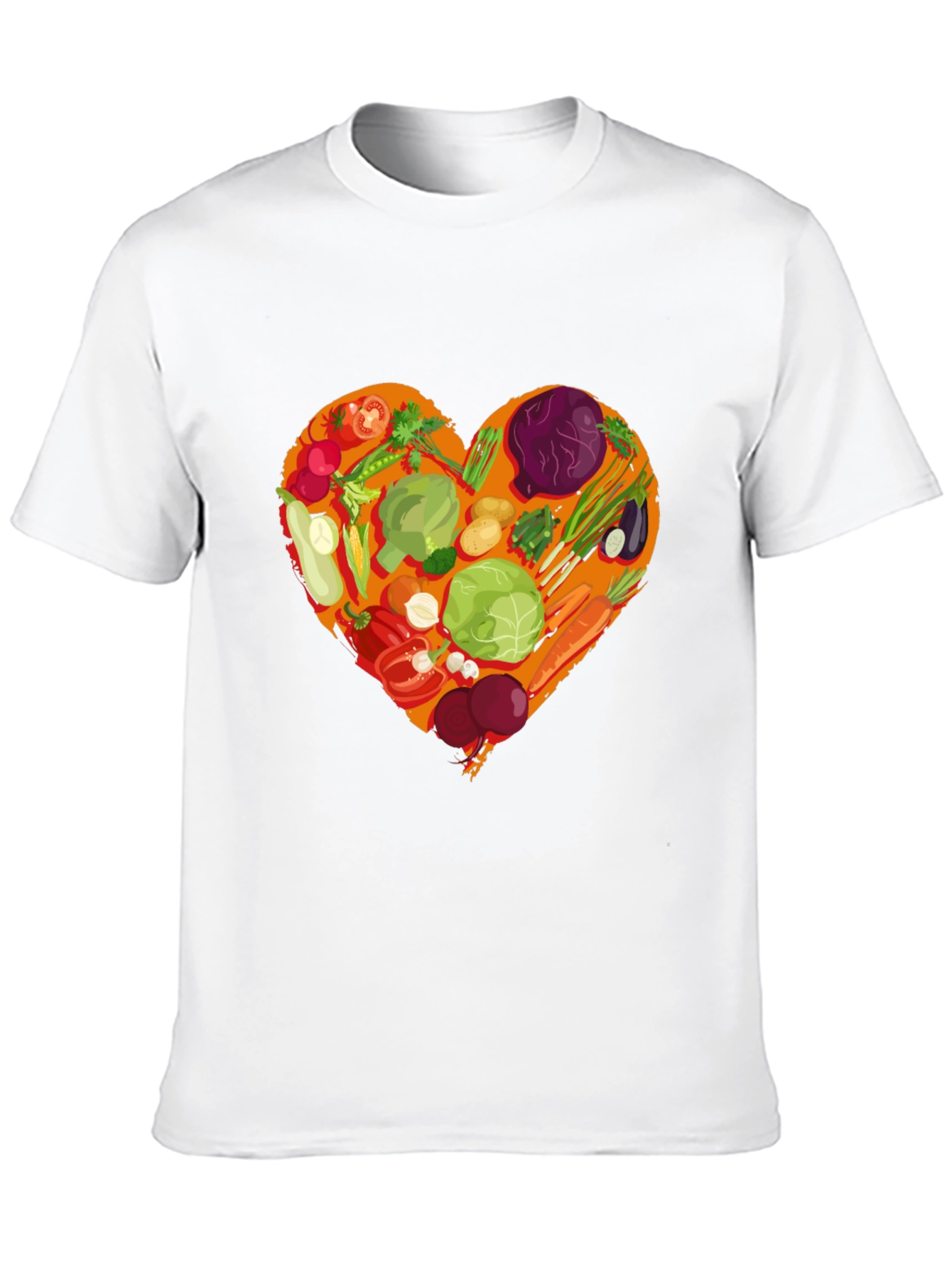 Black Vegetarian Heart Graphic T-Shirt - Black Cotton Tee view 10
