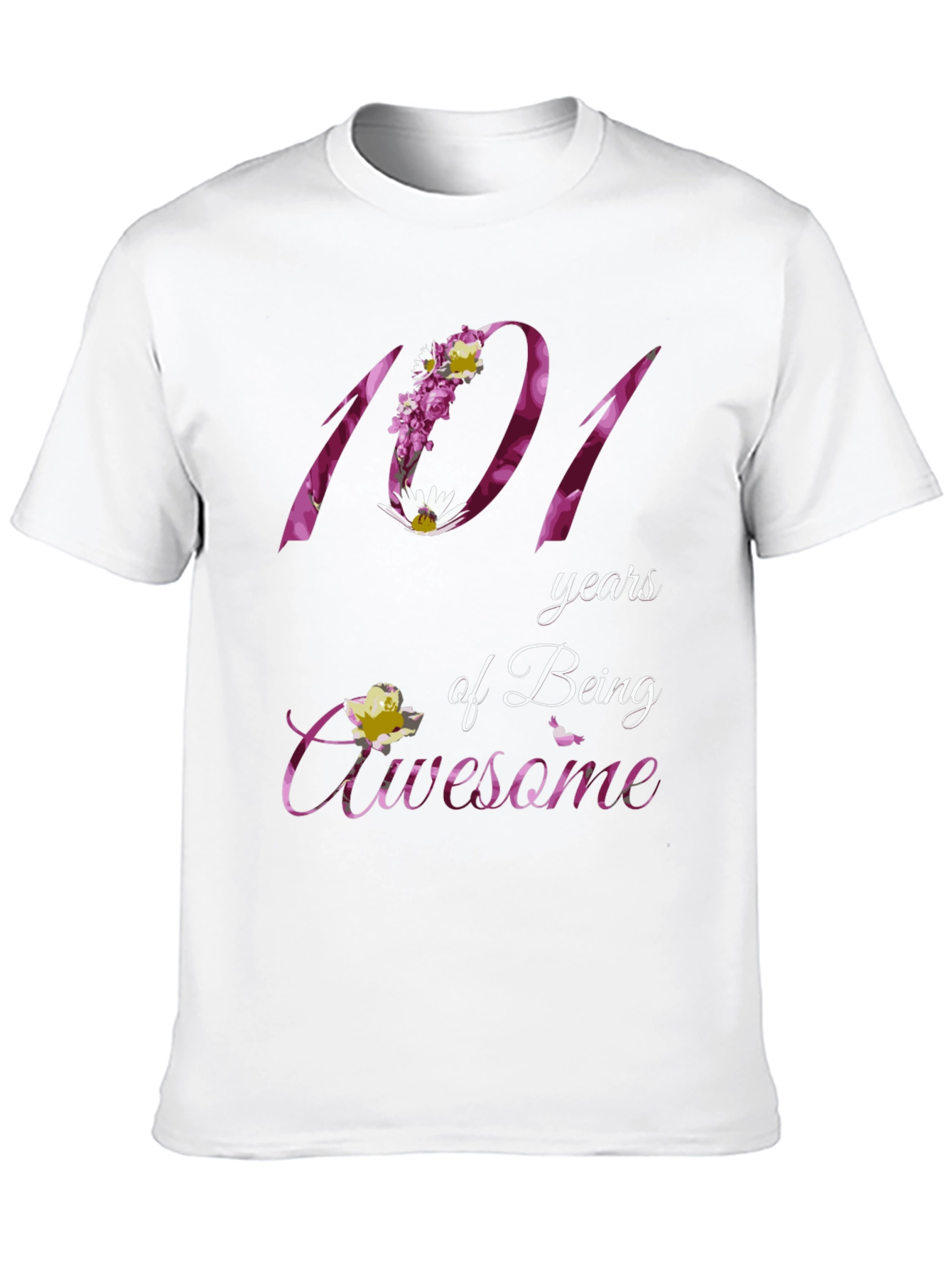 Black 101 Years Awesome Floral Print T-Shirt view 10