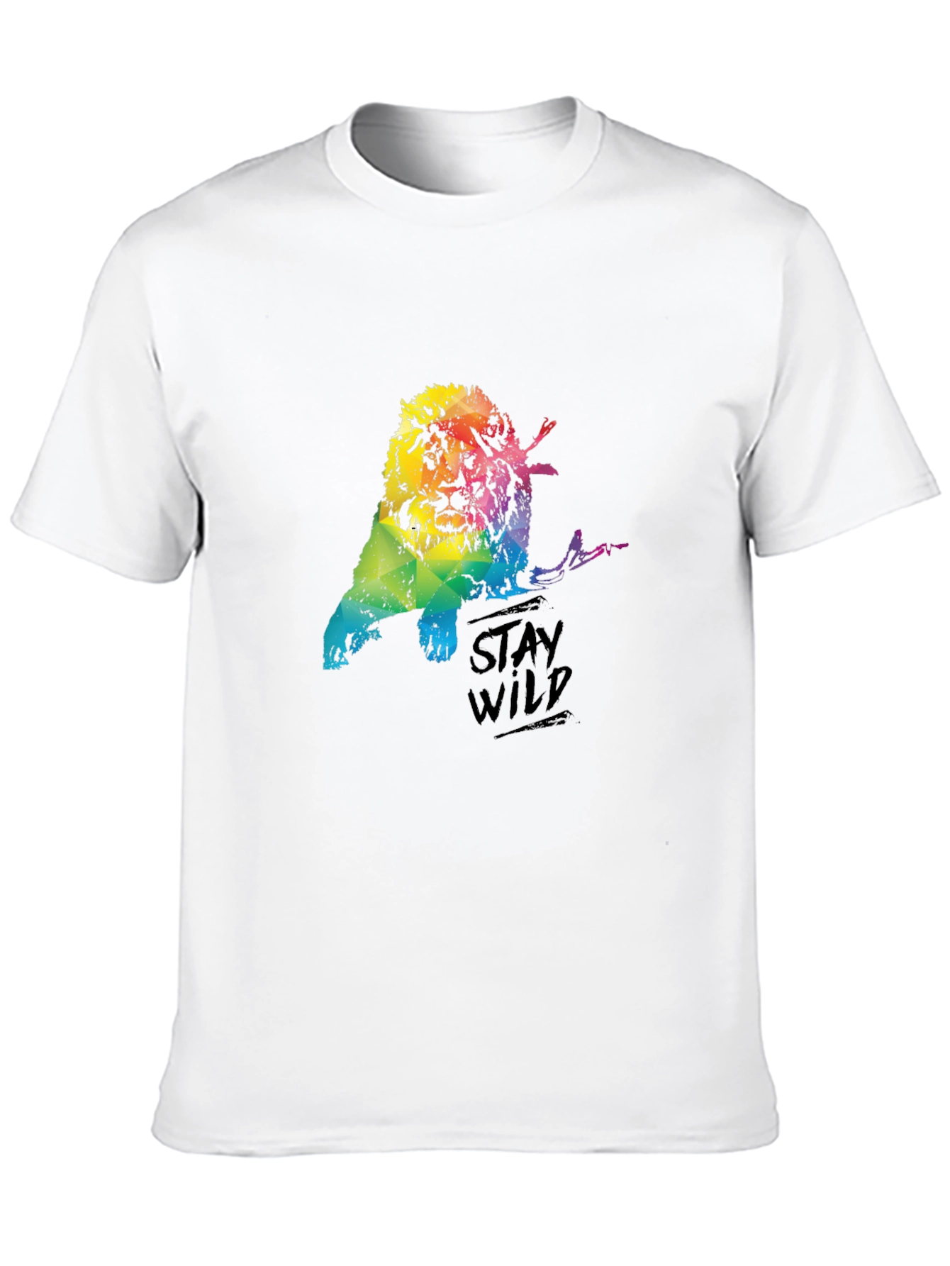 Black Stay Wild Lion Graphic Black T-Shirt view 10
