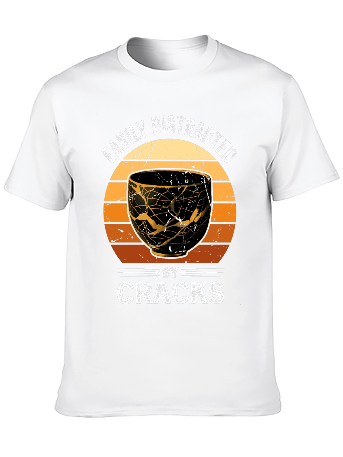 Black Easily Distracted By Cracks Kintsugi Style T-Shirt view 10