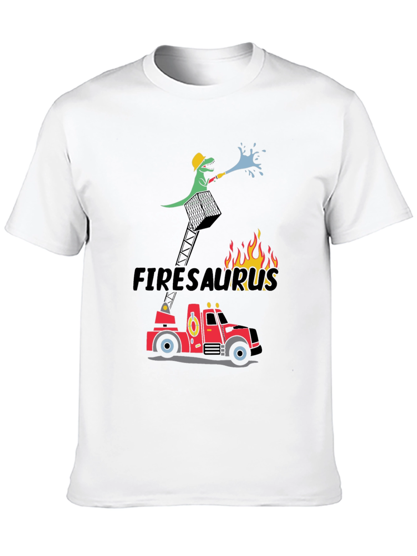 Black Firesaurus Cartoon Graphic T-Shirt view 10
