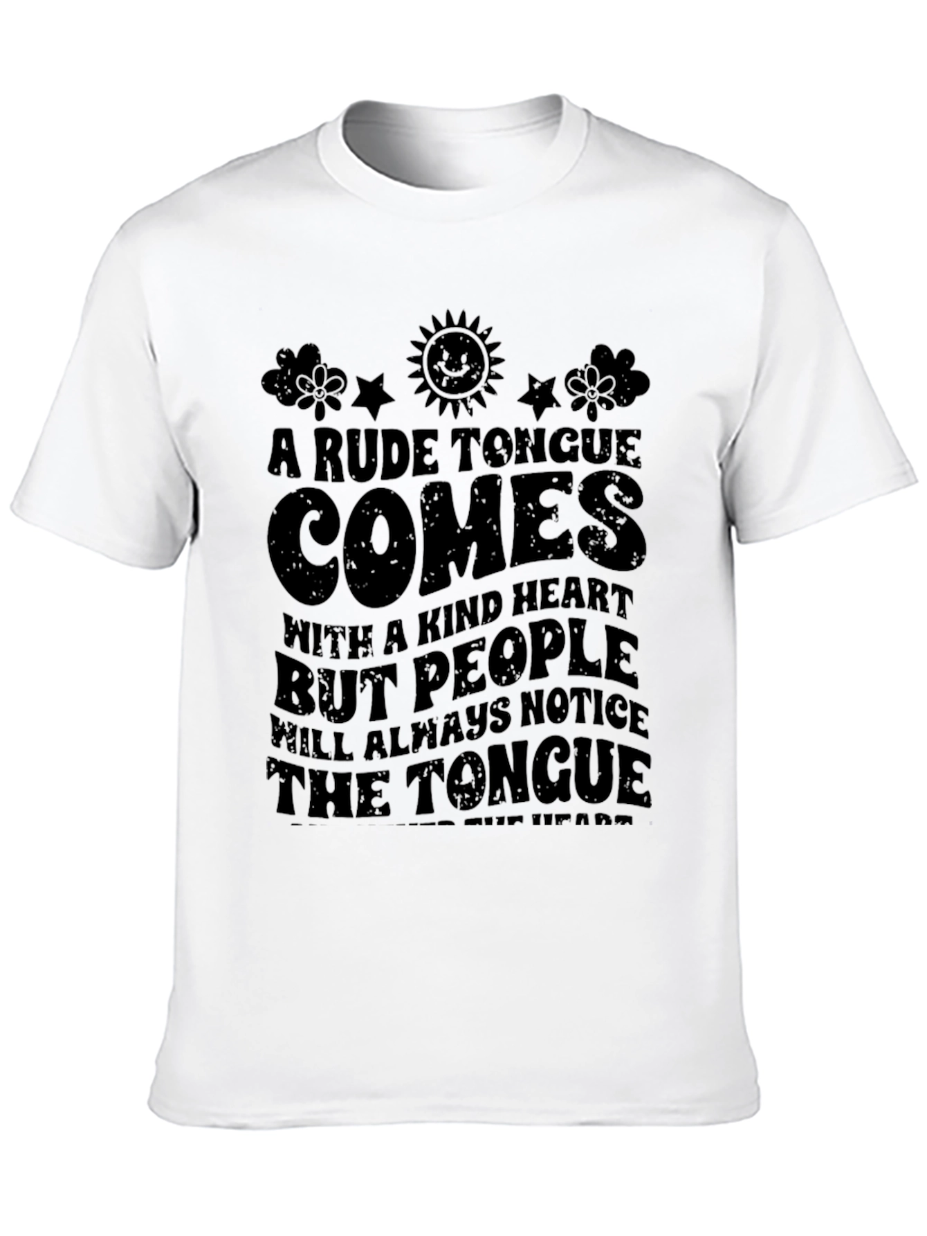 Black Rude Tongue Comes With A Kind Heart Graphic T-Shirt view 10