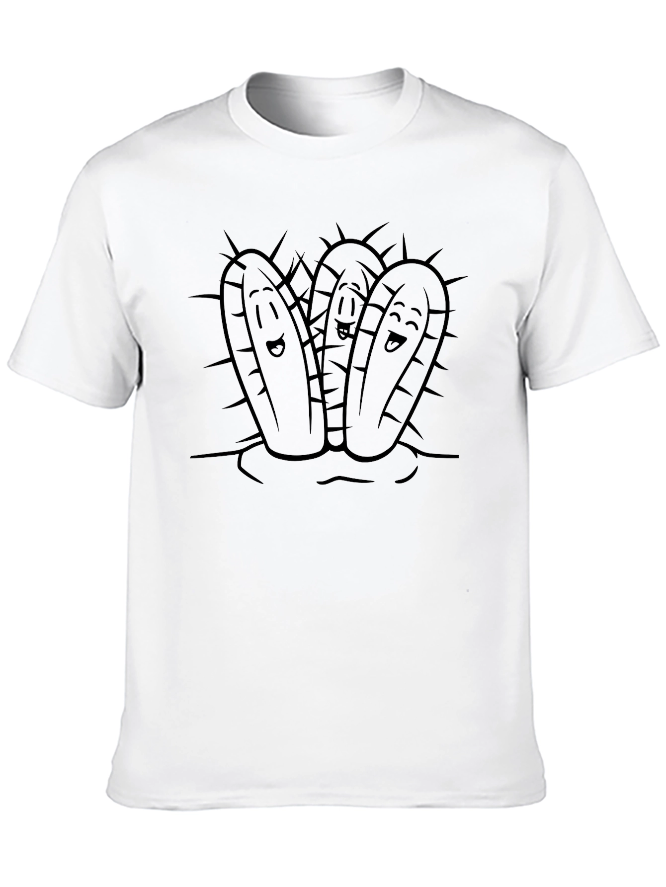 Black Funny Cactus Graphic Black T-Shirt view 10