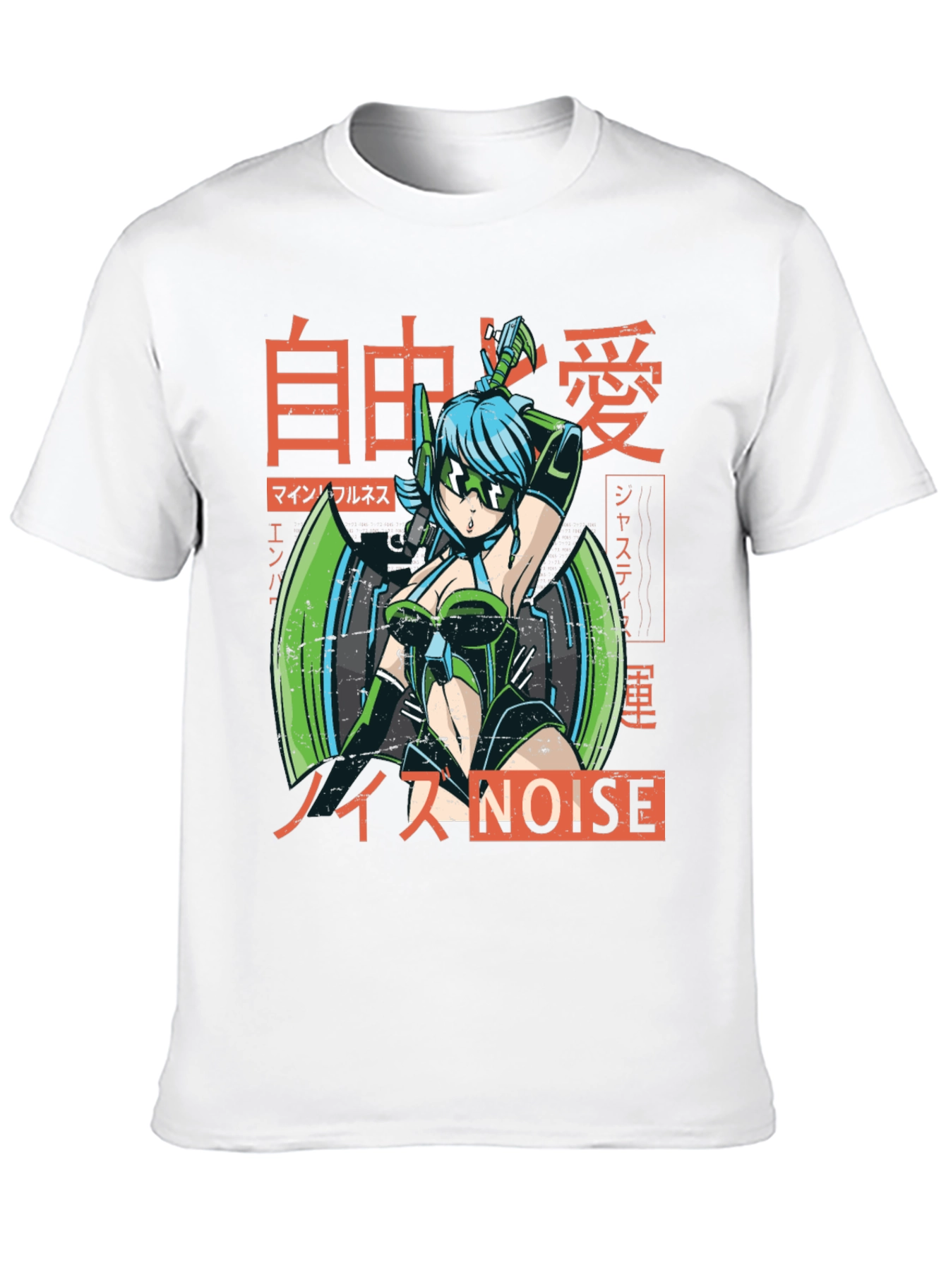 Black Anime Cyberpunk Style Graphic Tee view 10