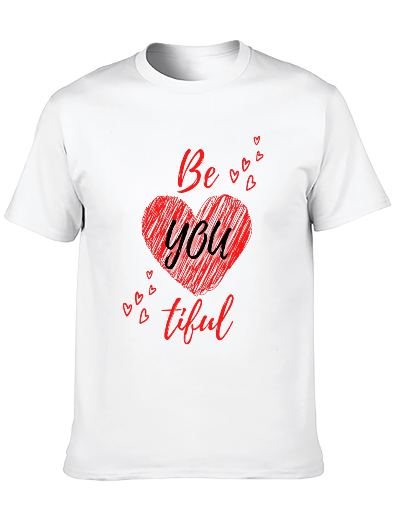 Black Be You Tiful Heart Tee - Soft Black Cotton Graphic T-Shirt view 10