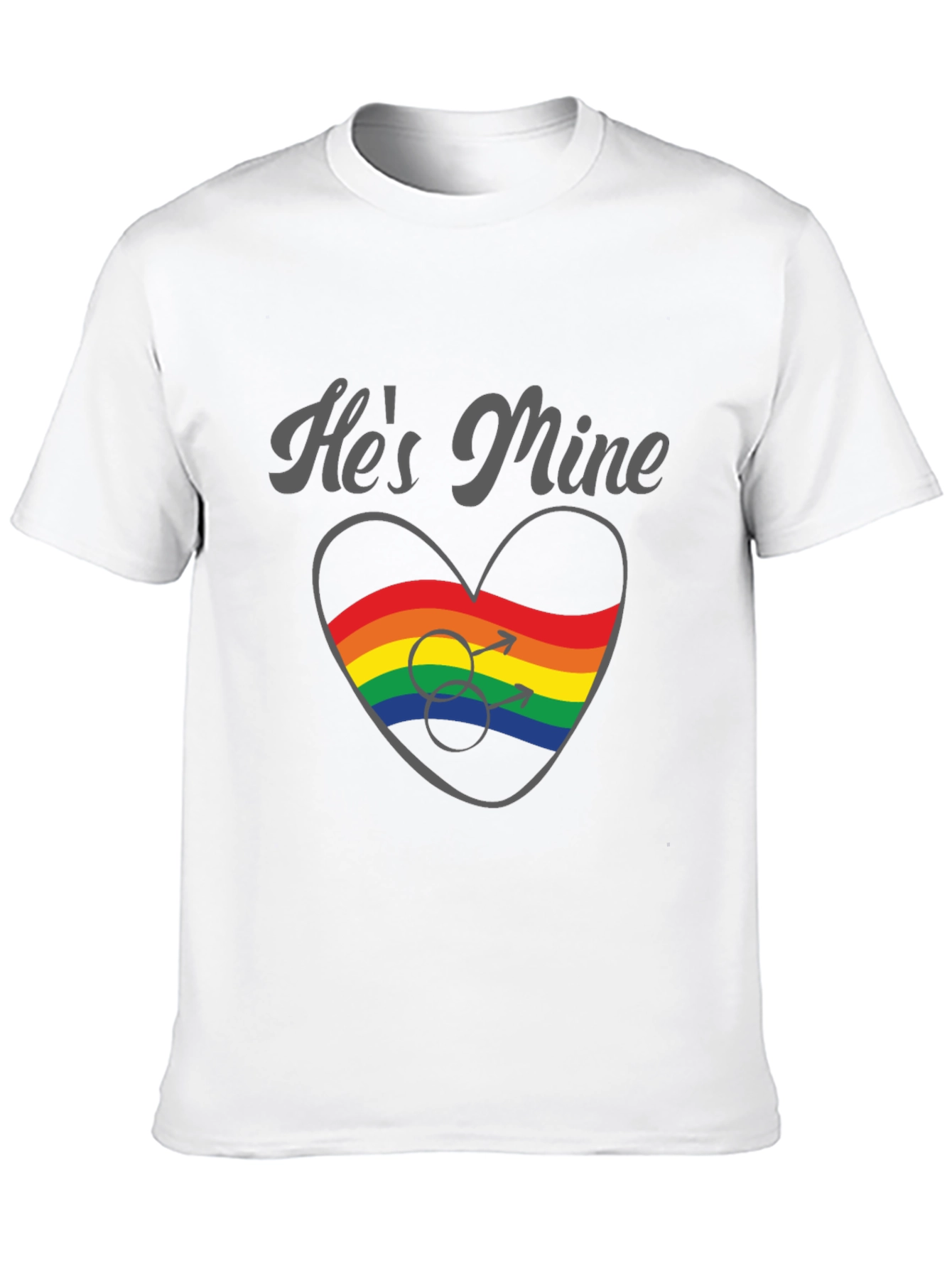 Black He's Mine Gay Pride Rainbow Heart T-Shirt view 10