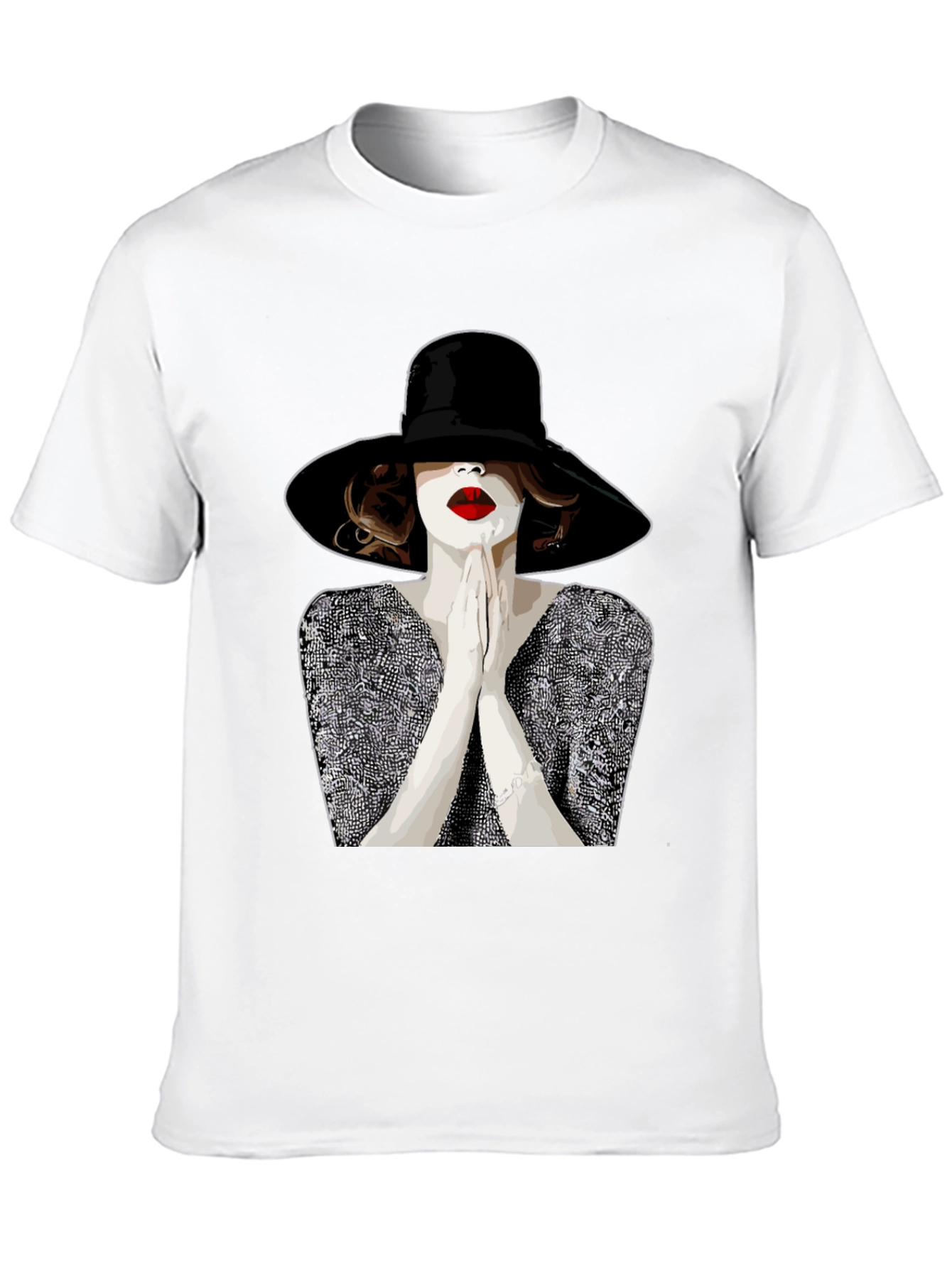 Black Stylish Graphic Tee - Woman with Hat view 10