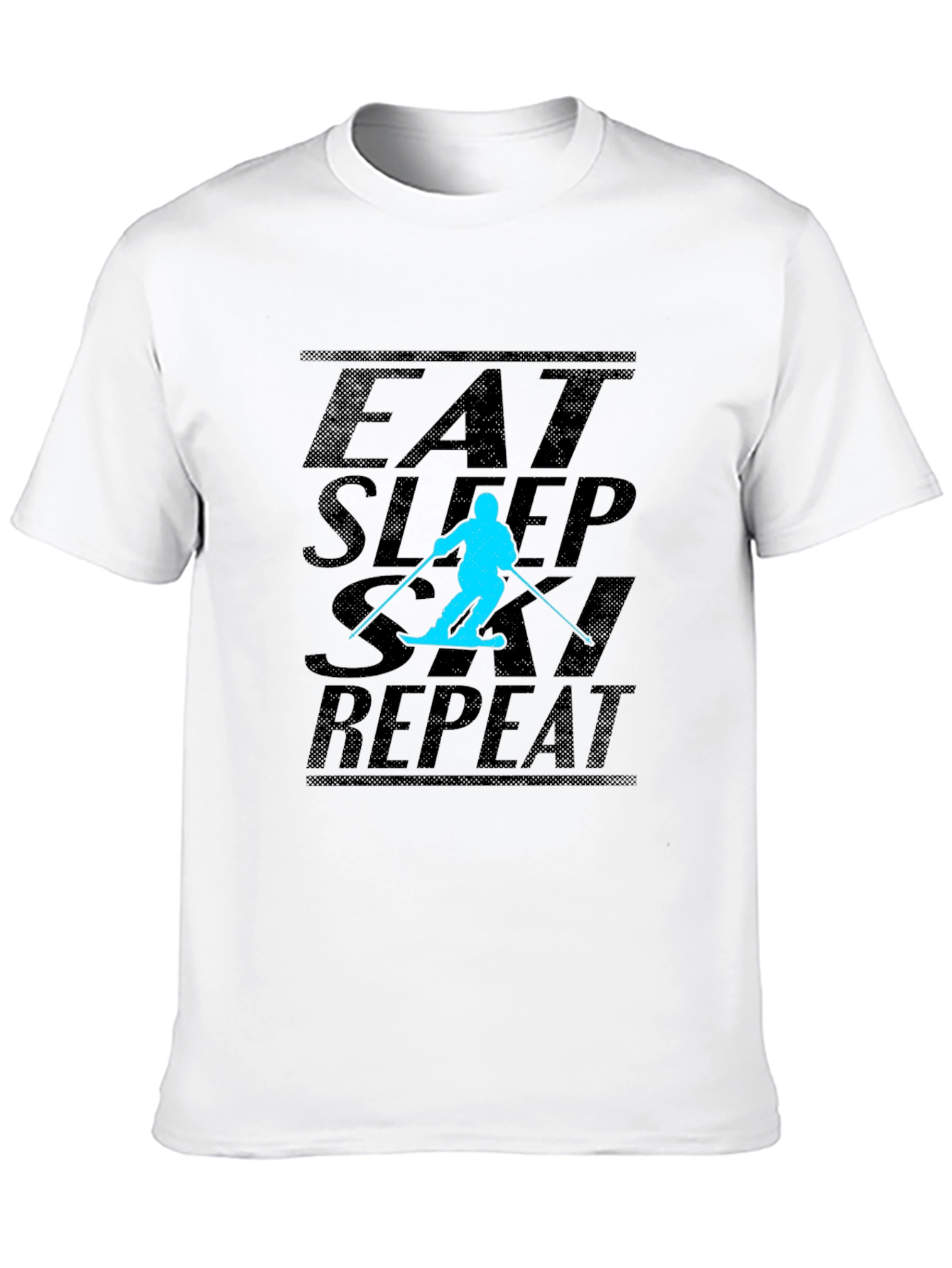 Black Eat Sleep Ski Repeat Black T-Shirt view 10