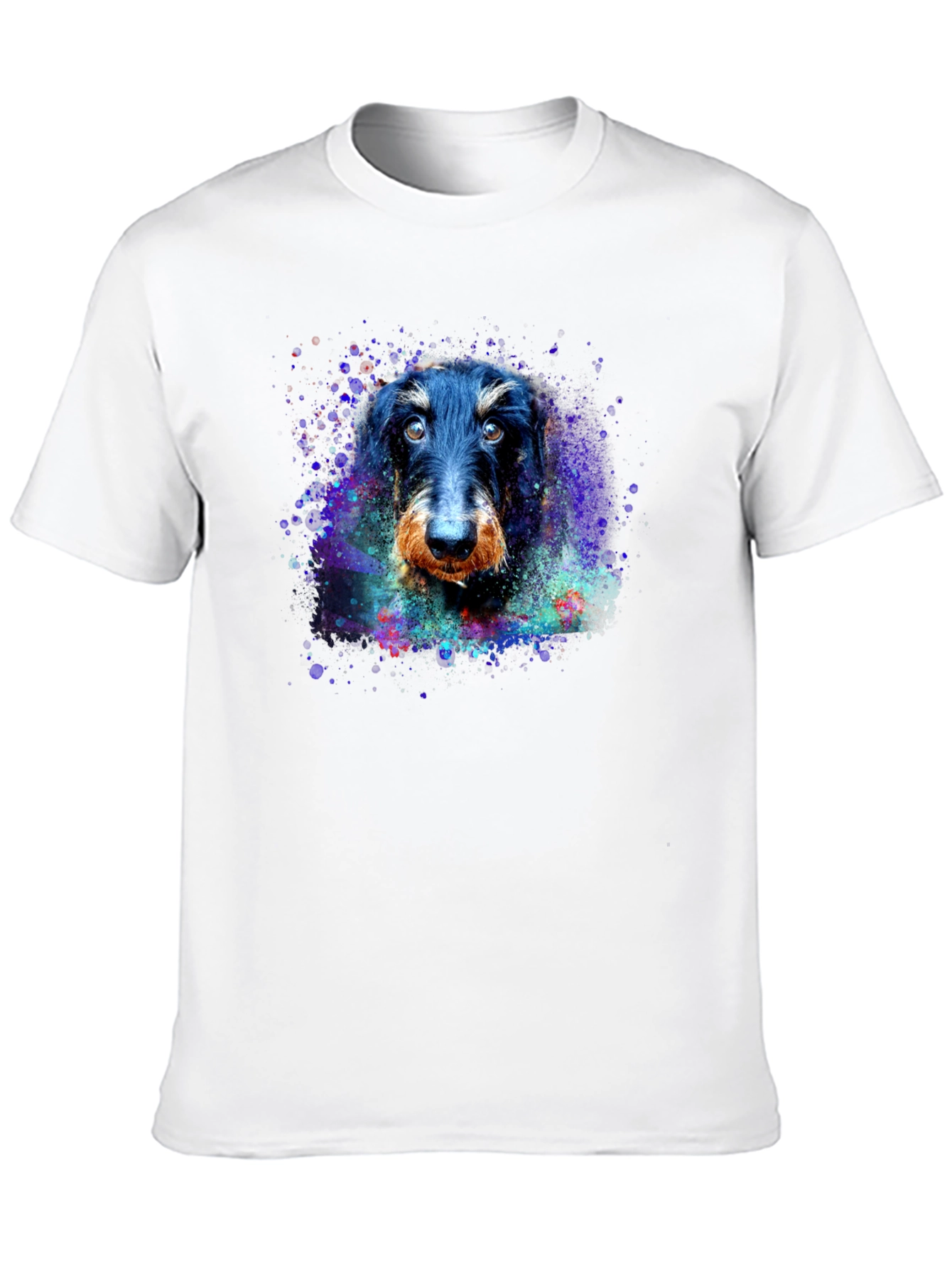 Black Dachshund Dog Watercolor Art Print Black T-Shirt view 10