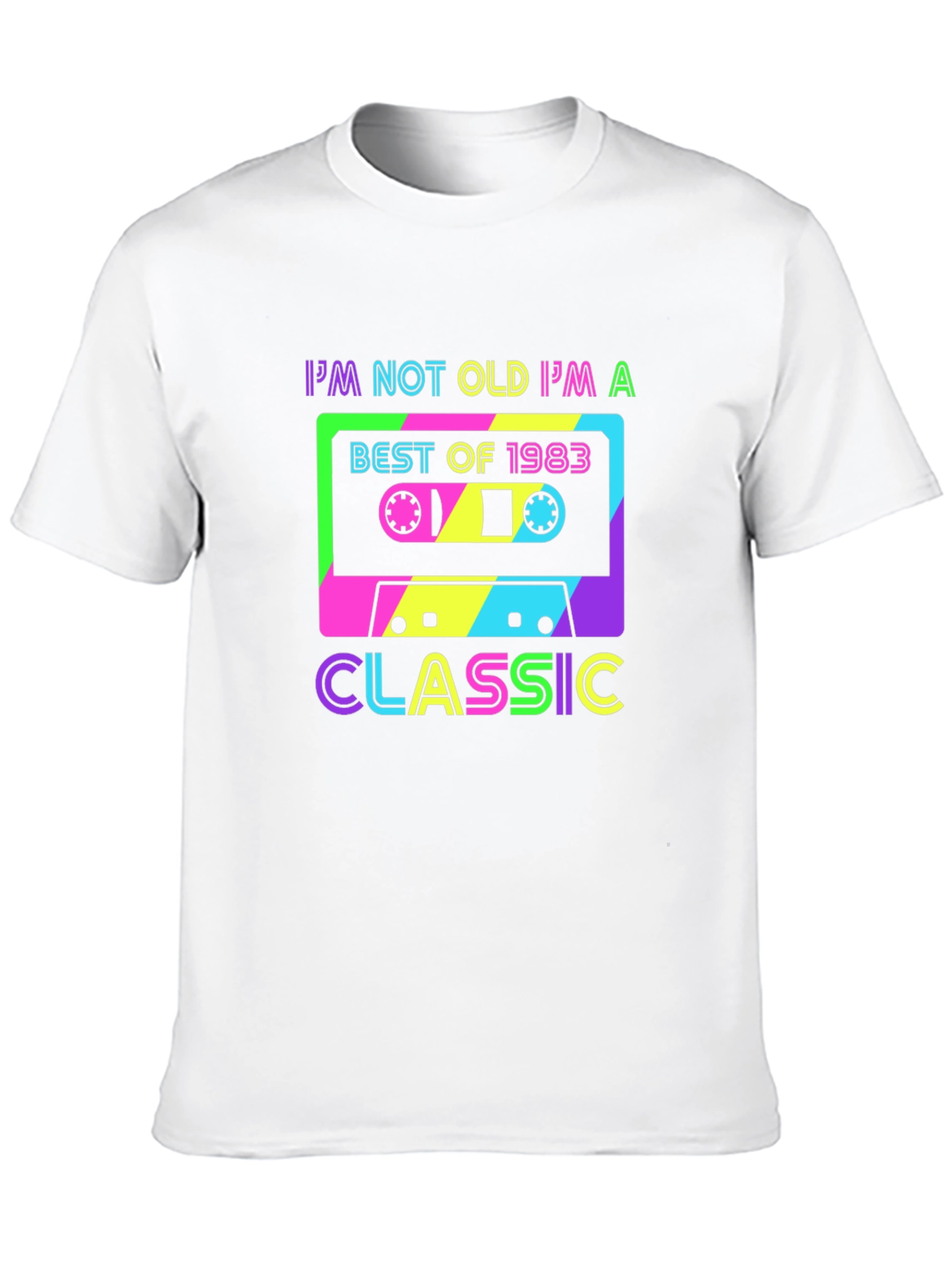 Black Retro 1983 Cassette Tape Classic T-Shirt view 10