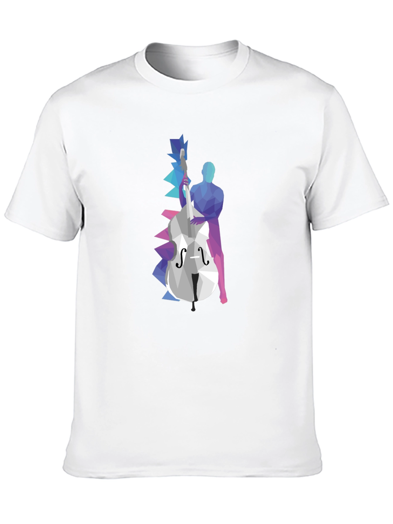 Black Abstract Bass Player Graphic Tee - Black Cotton T-Shirt view 10