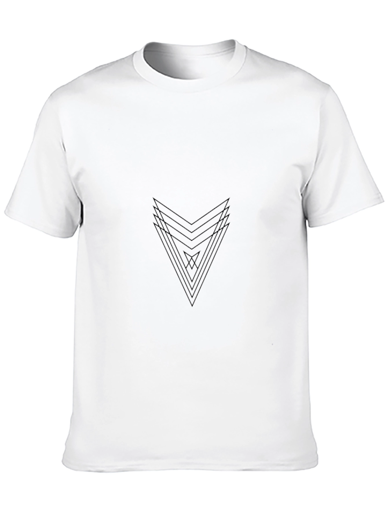 Black Modern Geometric Triangle T-Shirt - Black view 10