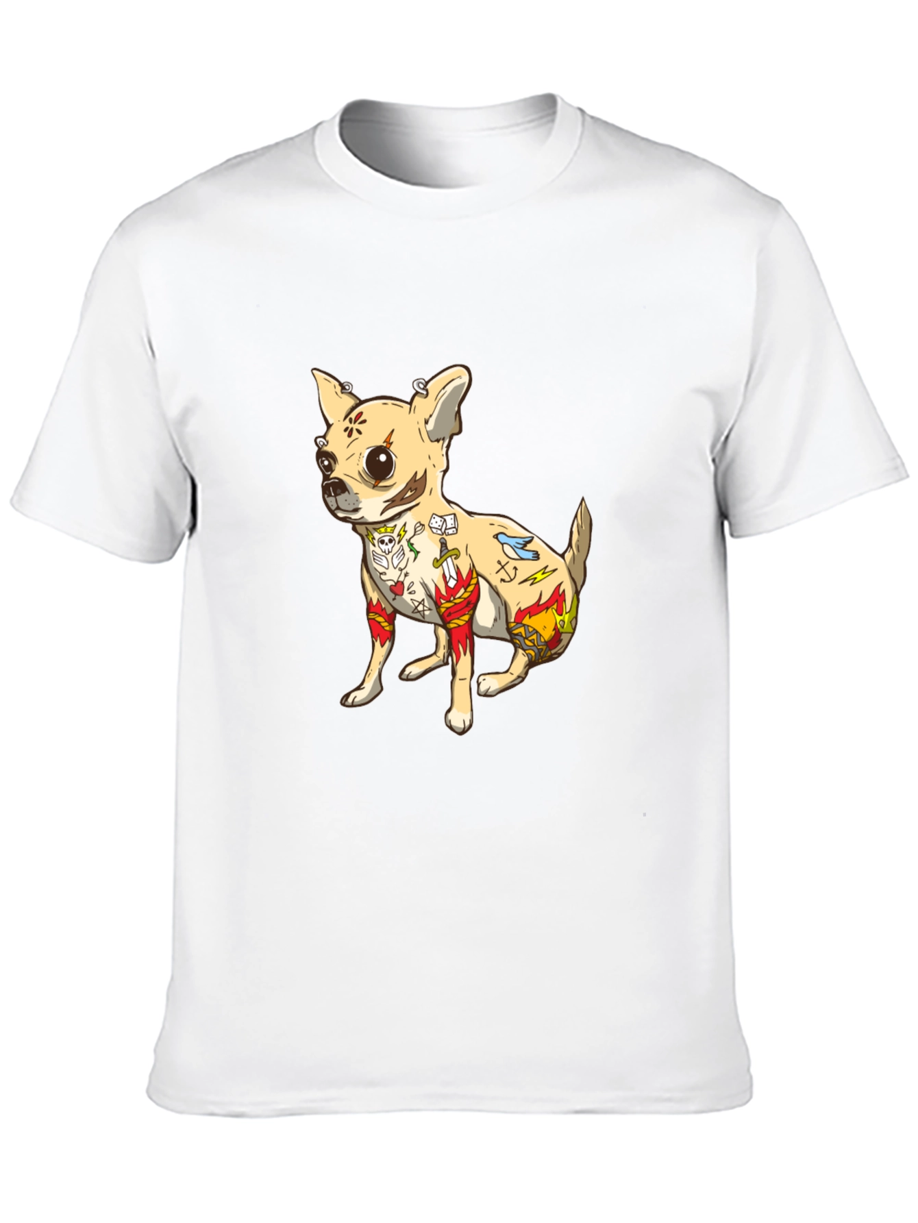 Tattooed Chihuahua Graphic Tee - Black Cotton T-Shirt - 10