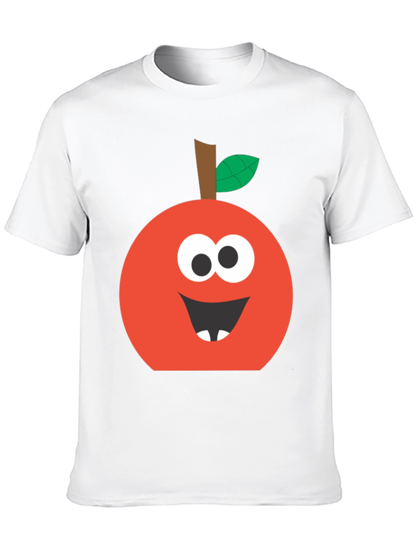 Black Funny Apple Face T-Shirt - Cute Cartoon Graphic Tee view 10