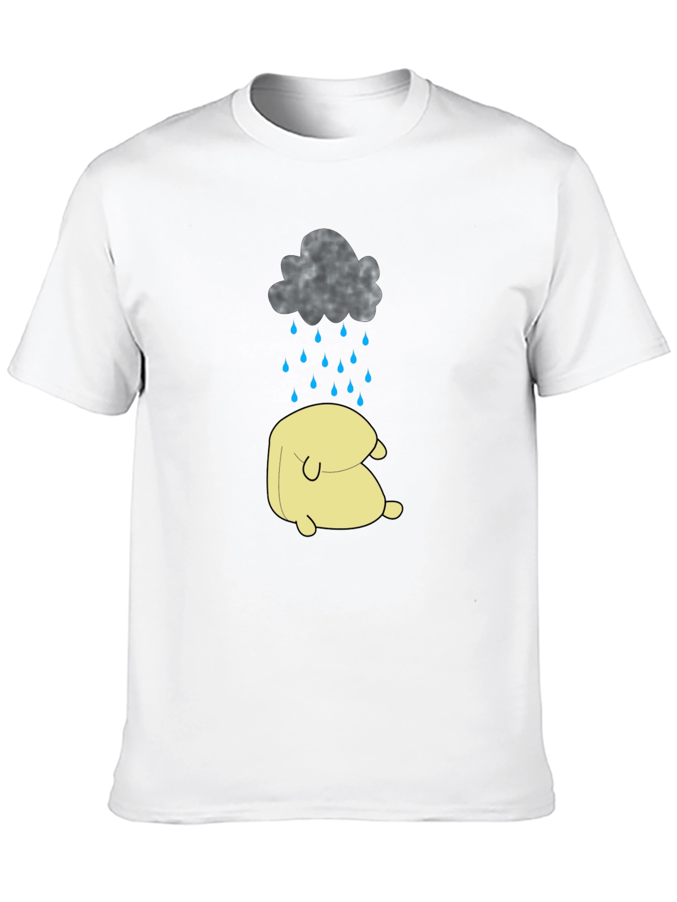Black Sad Cloud & Character Graphic Tee - Black Cotton view 10