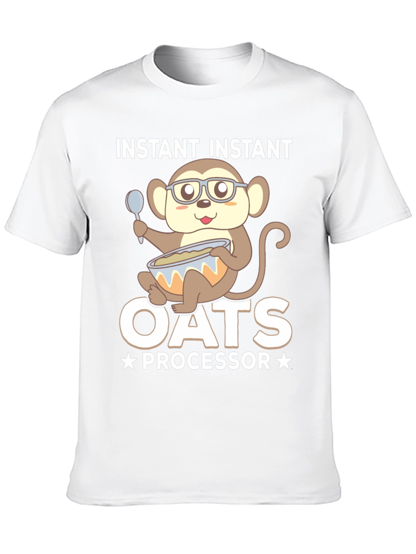 Black Instant Oats Processor Funny Monkey T-Shirt view 10