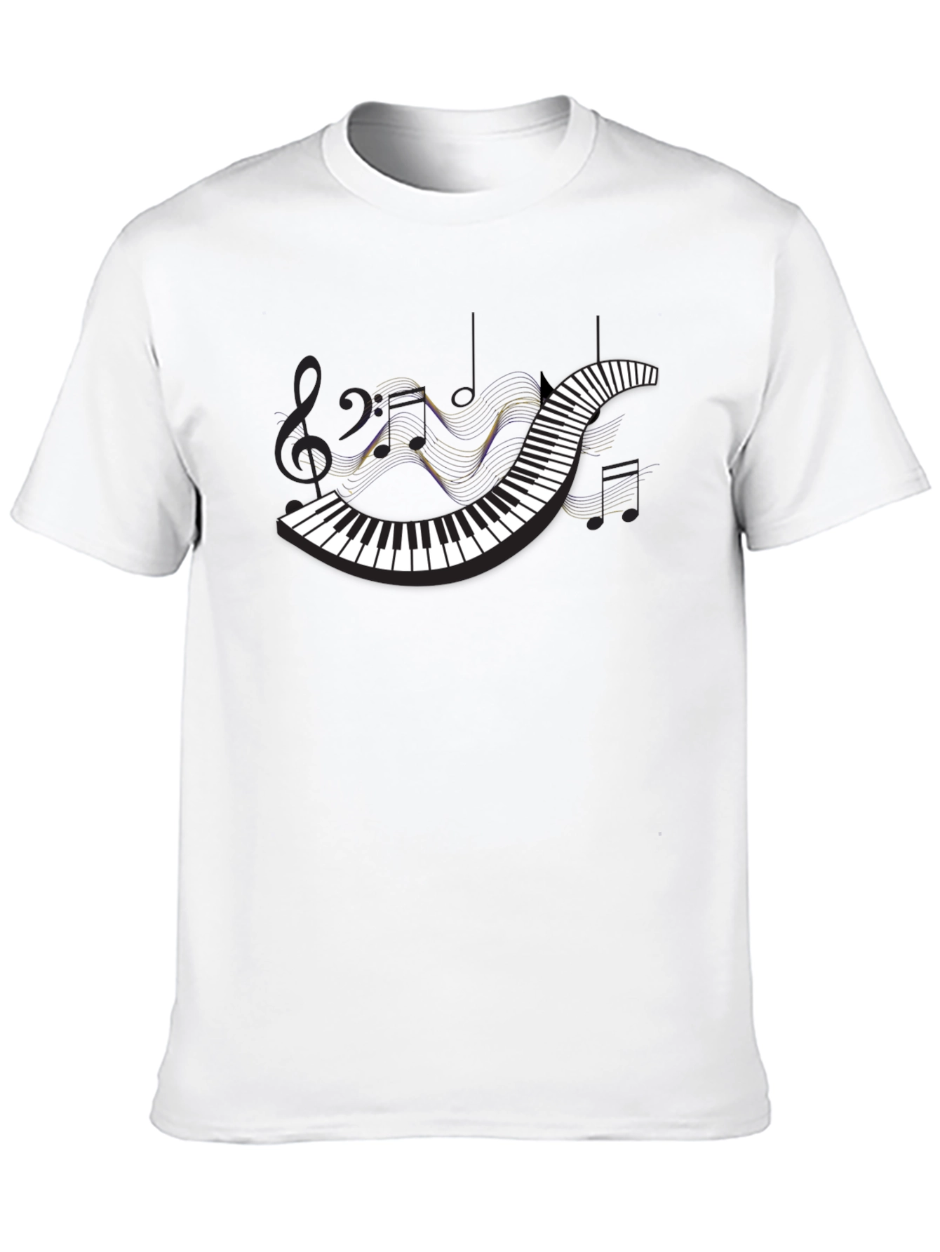Black Piano Keys Music Notes Black T-Shirt view 10
